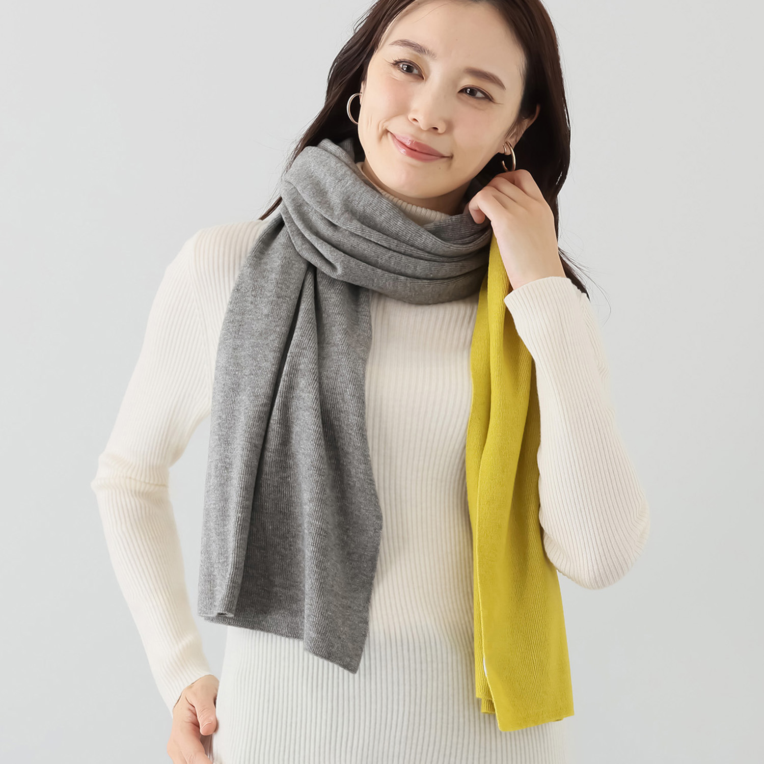 フーア バイカラー ニットストール