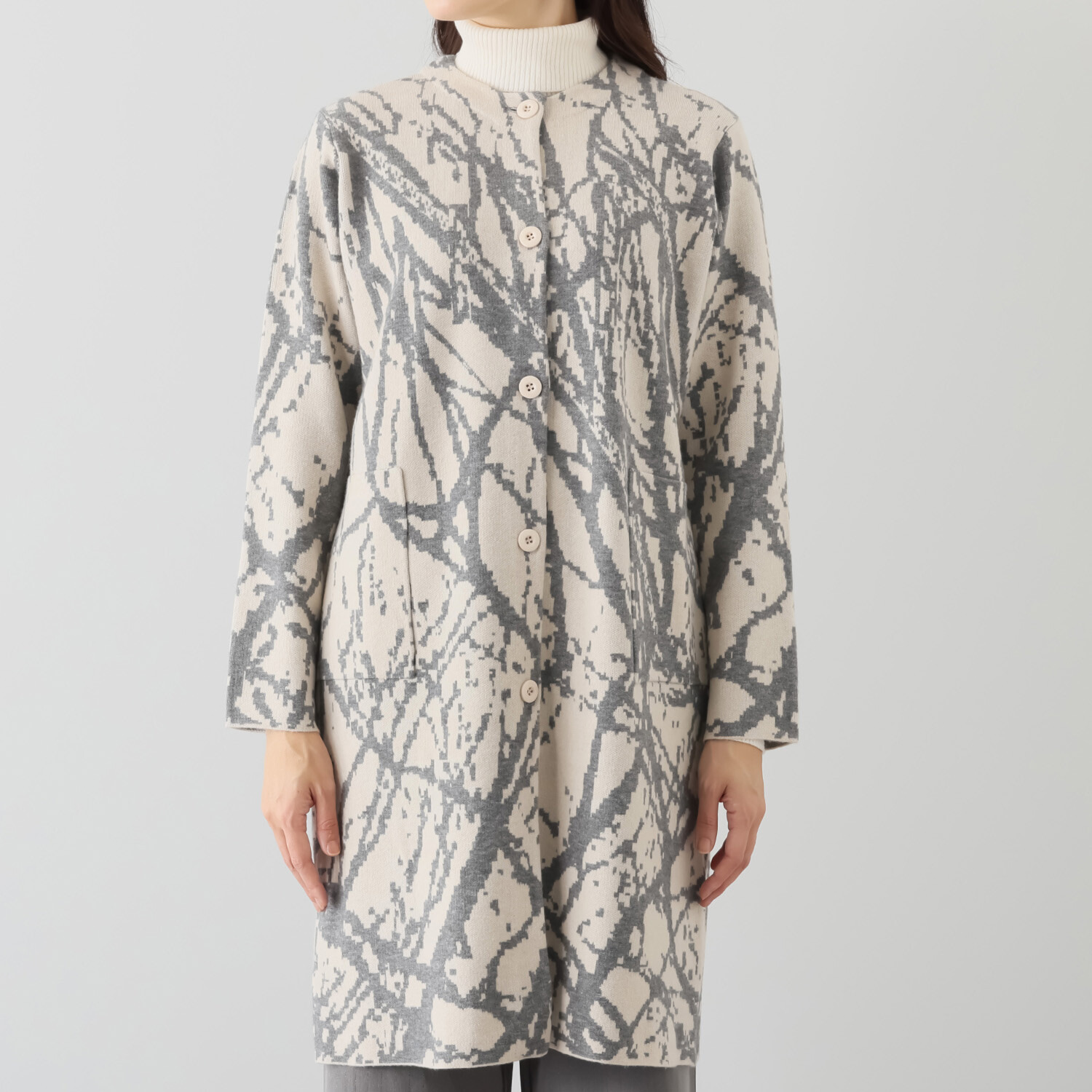 フーア ジャガード ニットコート