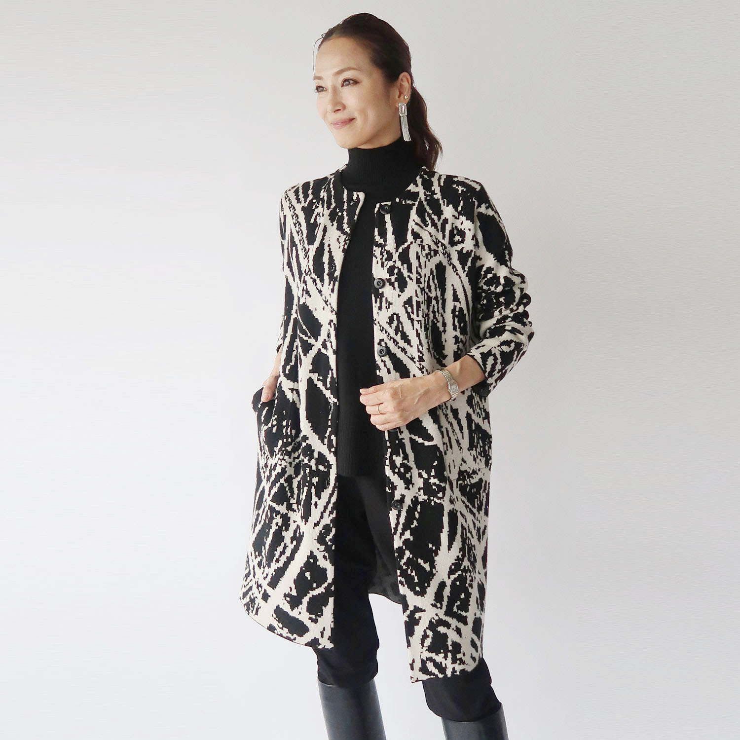 フーア ジャガード ニットコート