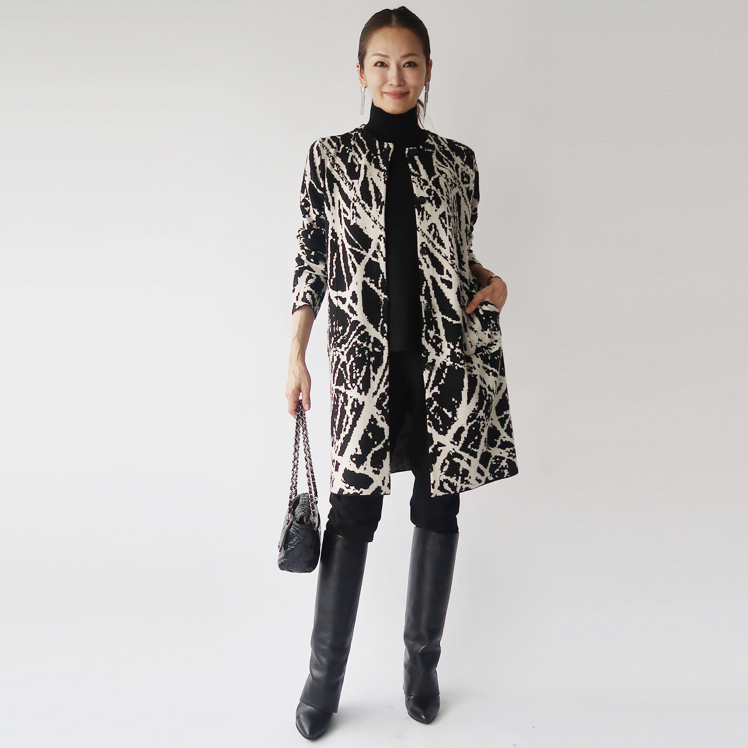 フーア ジャガード ニットコート