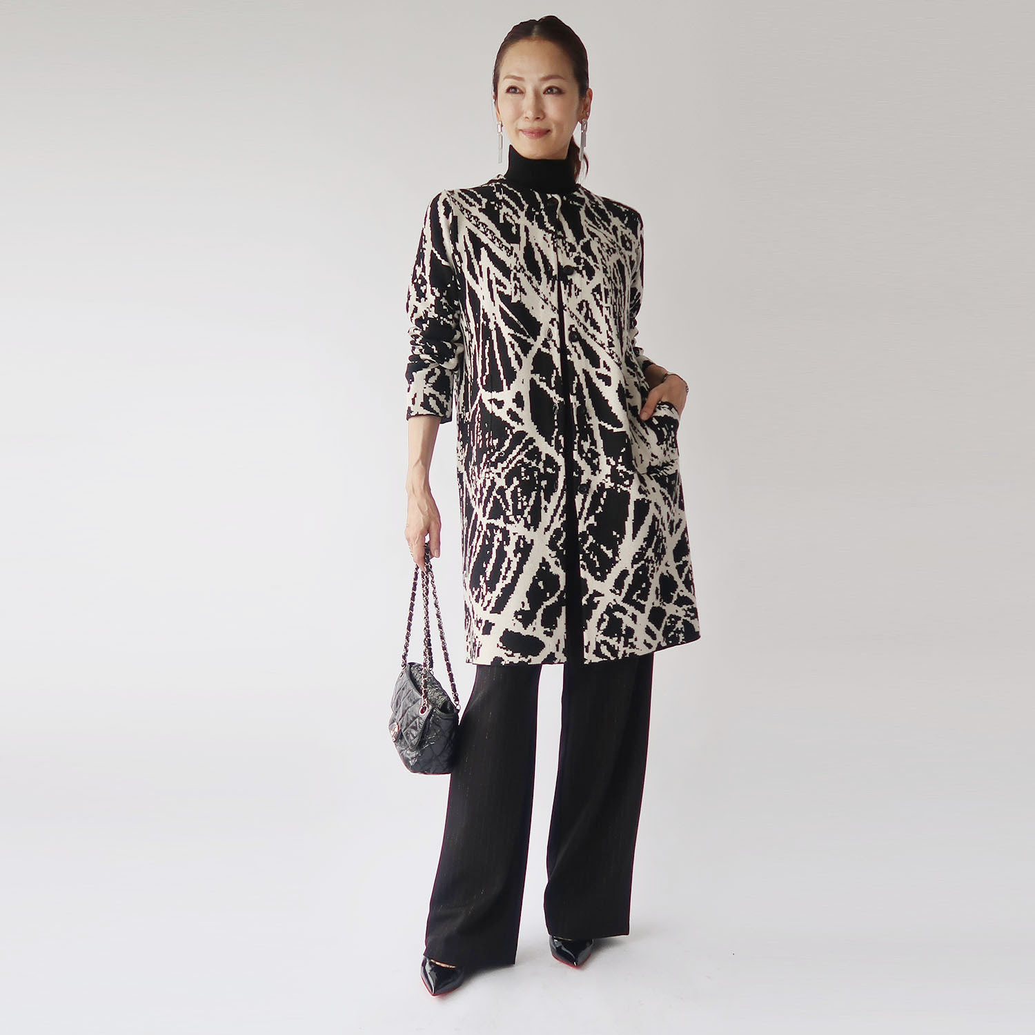 フーア ジャガード ニットコート