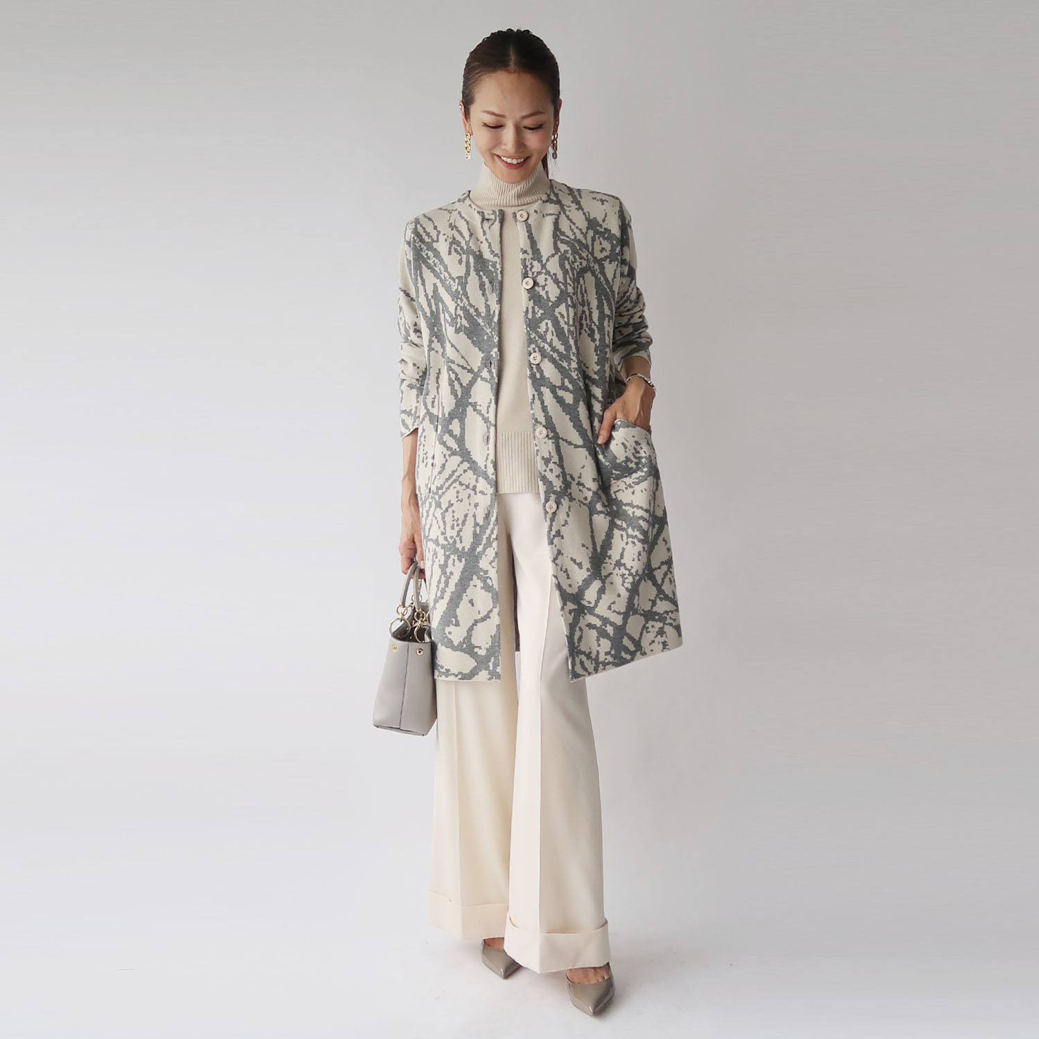 フーア ジャガード ニットコート