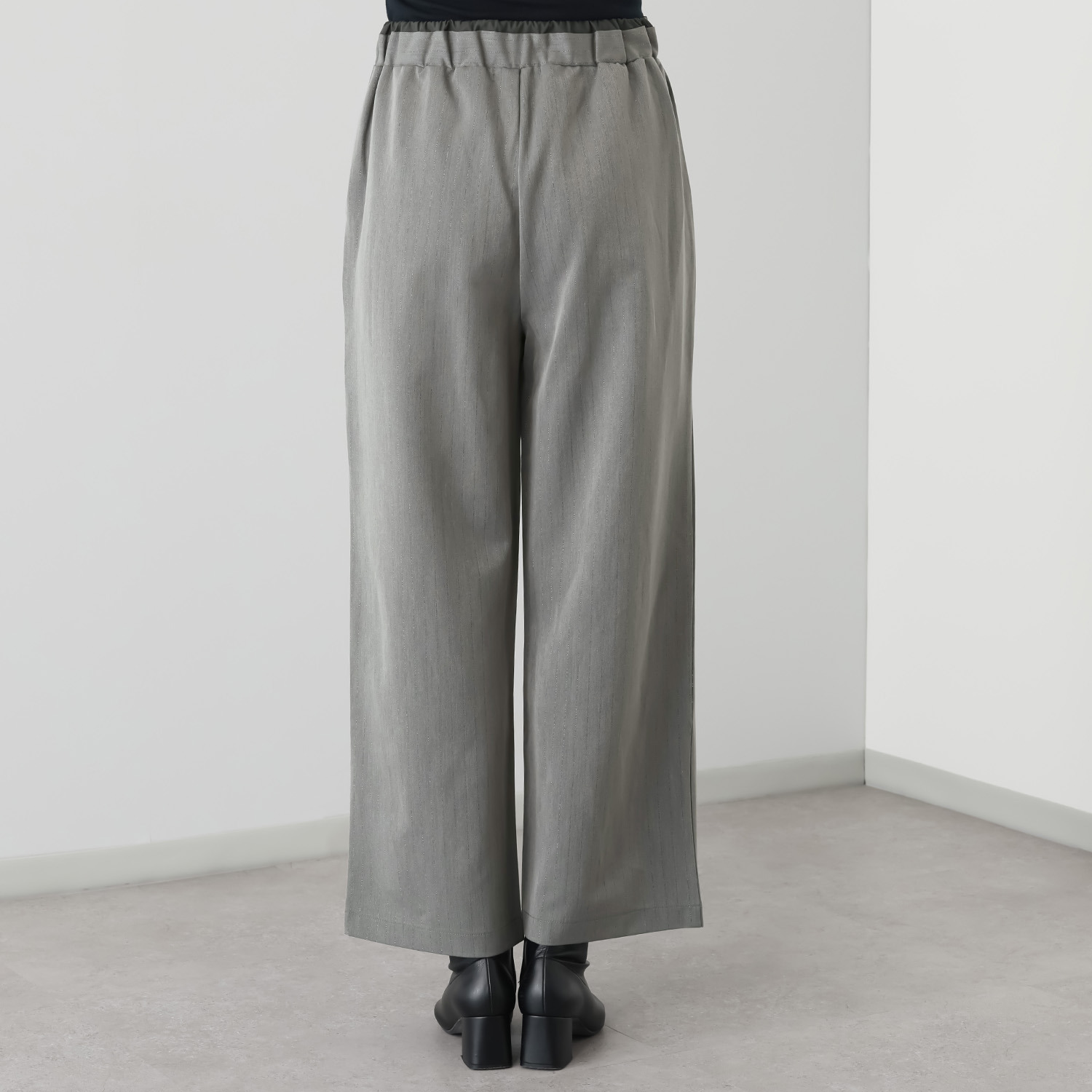 フーア ラメストライプ セミワイドパンツ