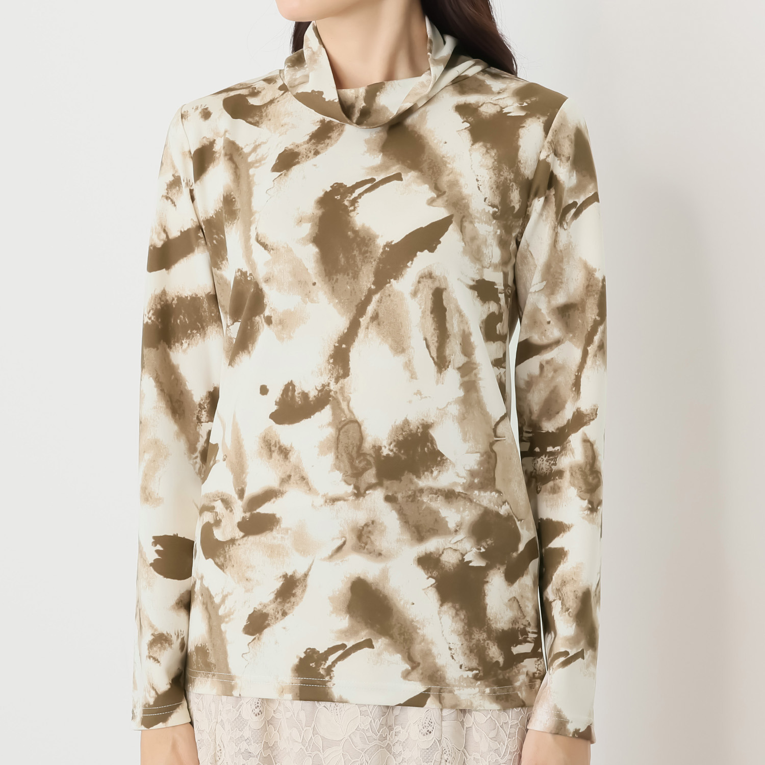 フーア グラデーションプリント ハイネック カットソープルオーバー