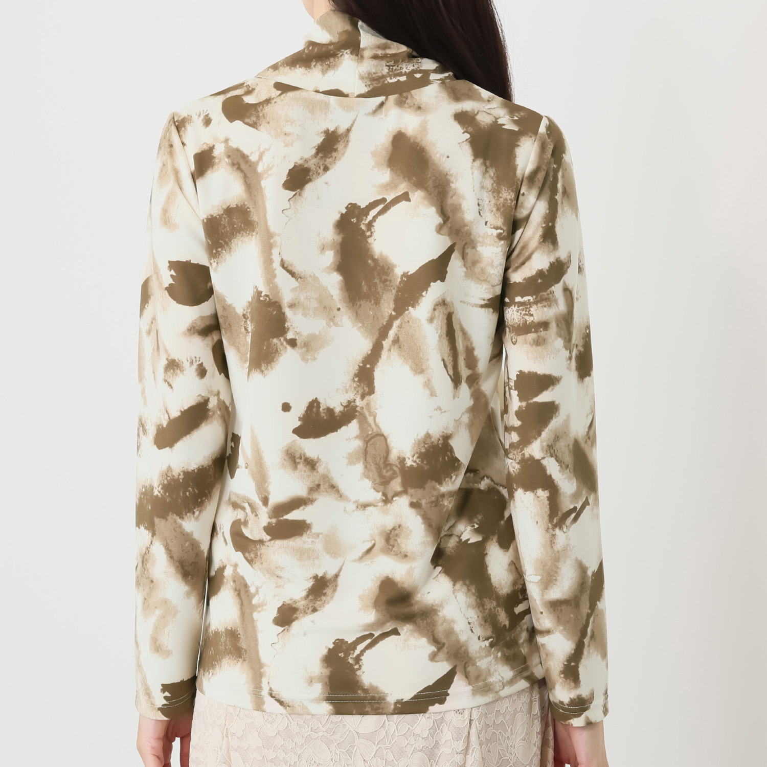 フーア グラデーションプリント ハイネック カットソープルオーバー