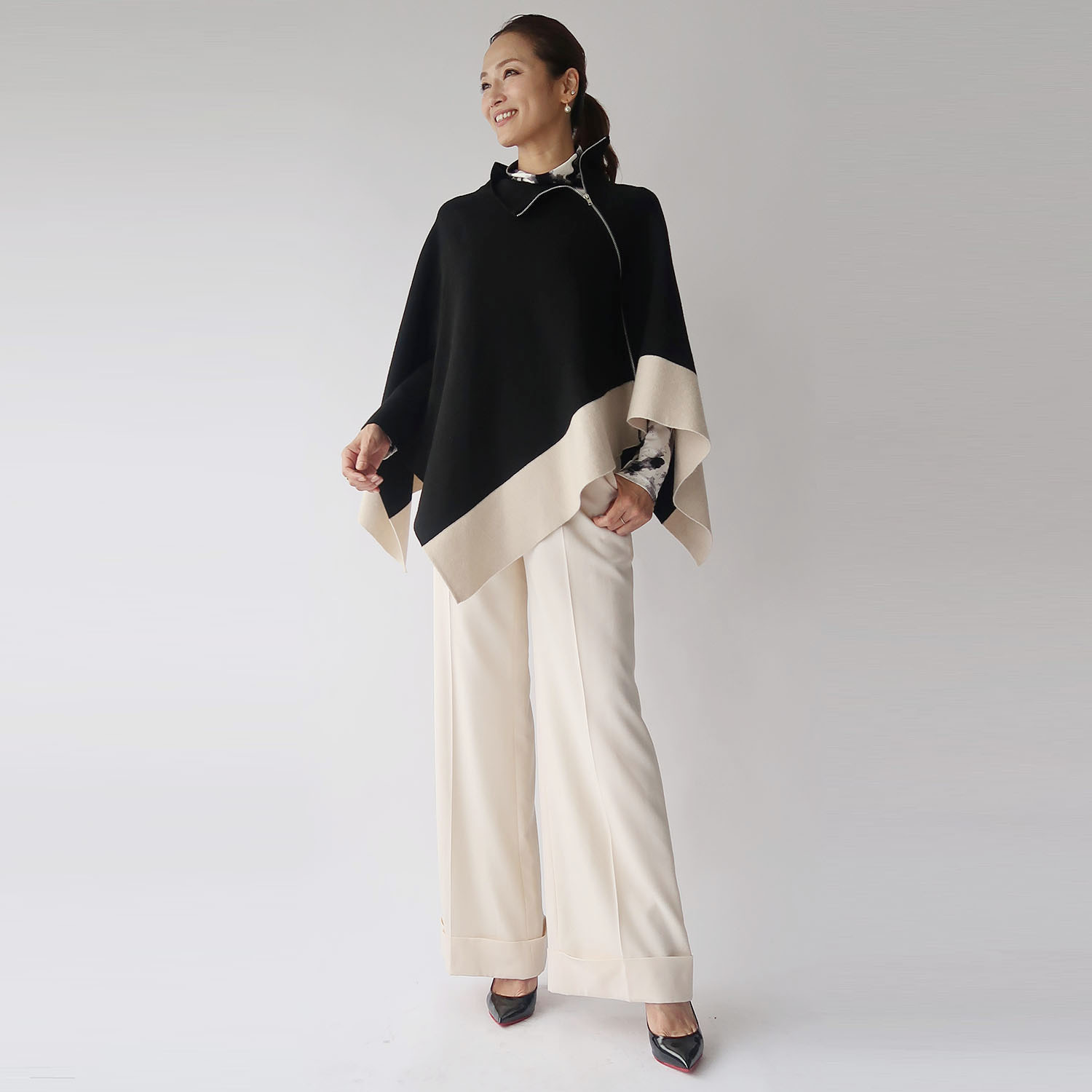 フーア グラデーションプリント ハイネック カットソープルオーバー