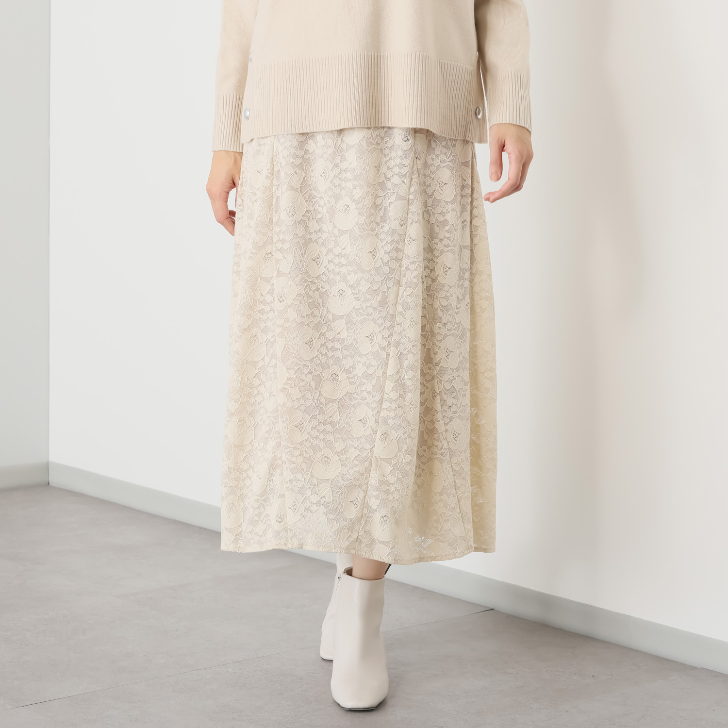 フーア レース ロングフレアースカート