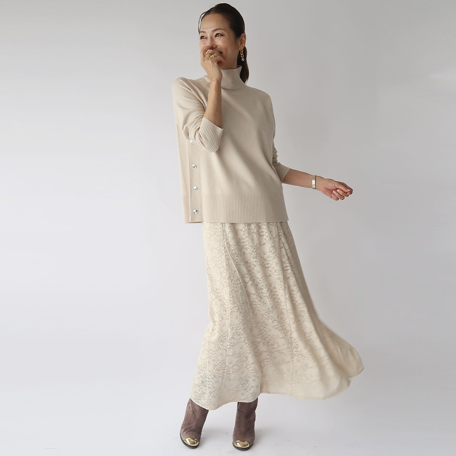 フーア レース ロングフレアースカート