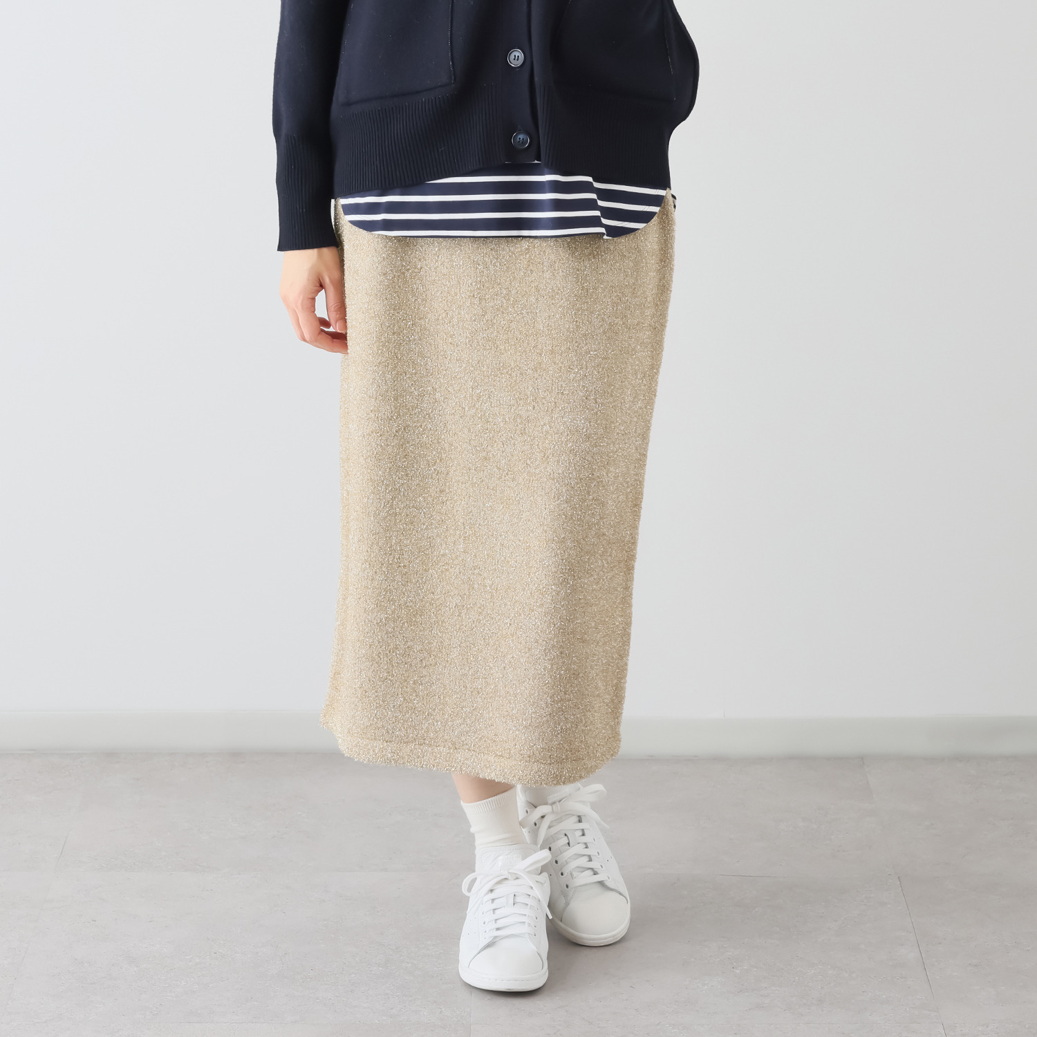 亀　恭子セレクト！ ロペ イタリア糸 ラメ＆シャギー ニットスカート