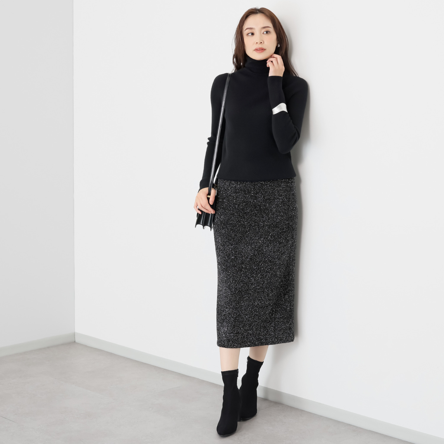 亀　恭子セレクト！ ロペ イタリア糸 ラメ＆シャギー ニットスカート