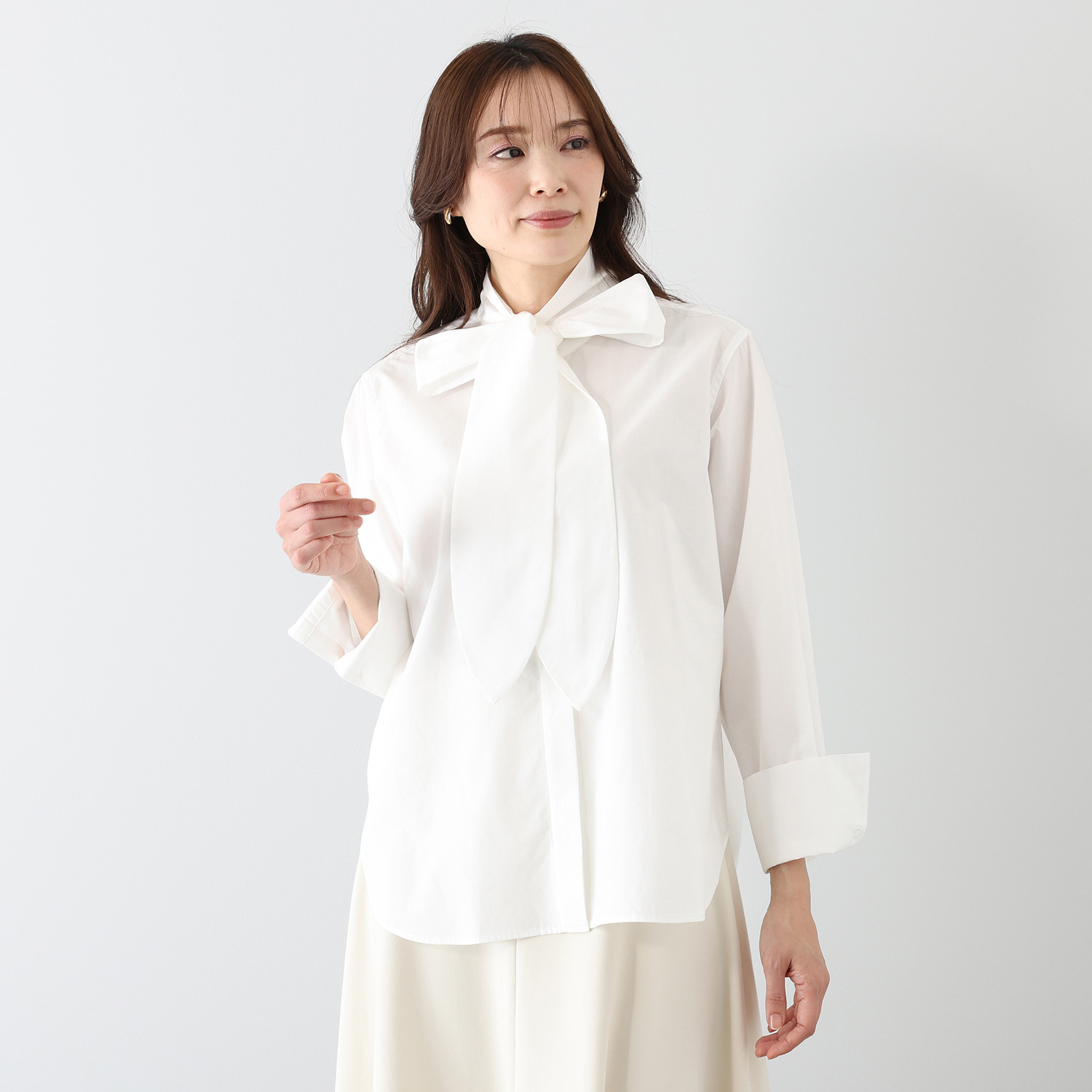 亀　恭子セレクト！ ロペ 上質コットンを使用 ボウタイブラウス