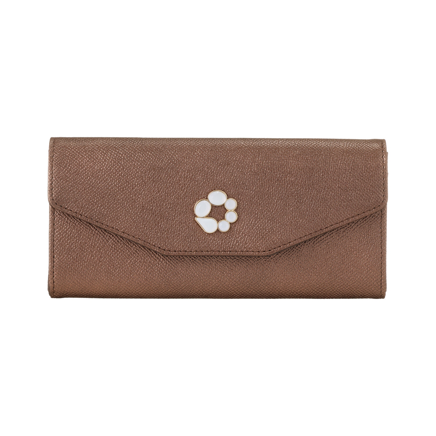 マリ・クレール ホースレザー ミスティリングブローチ付 スリムウォレット