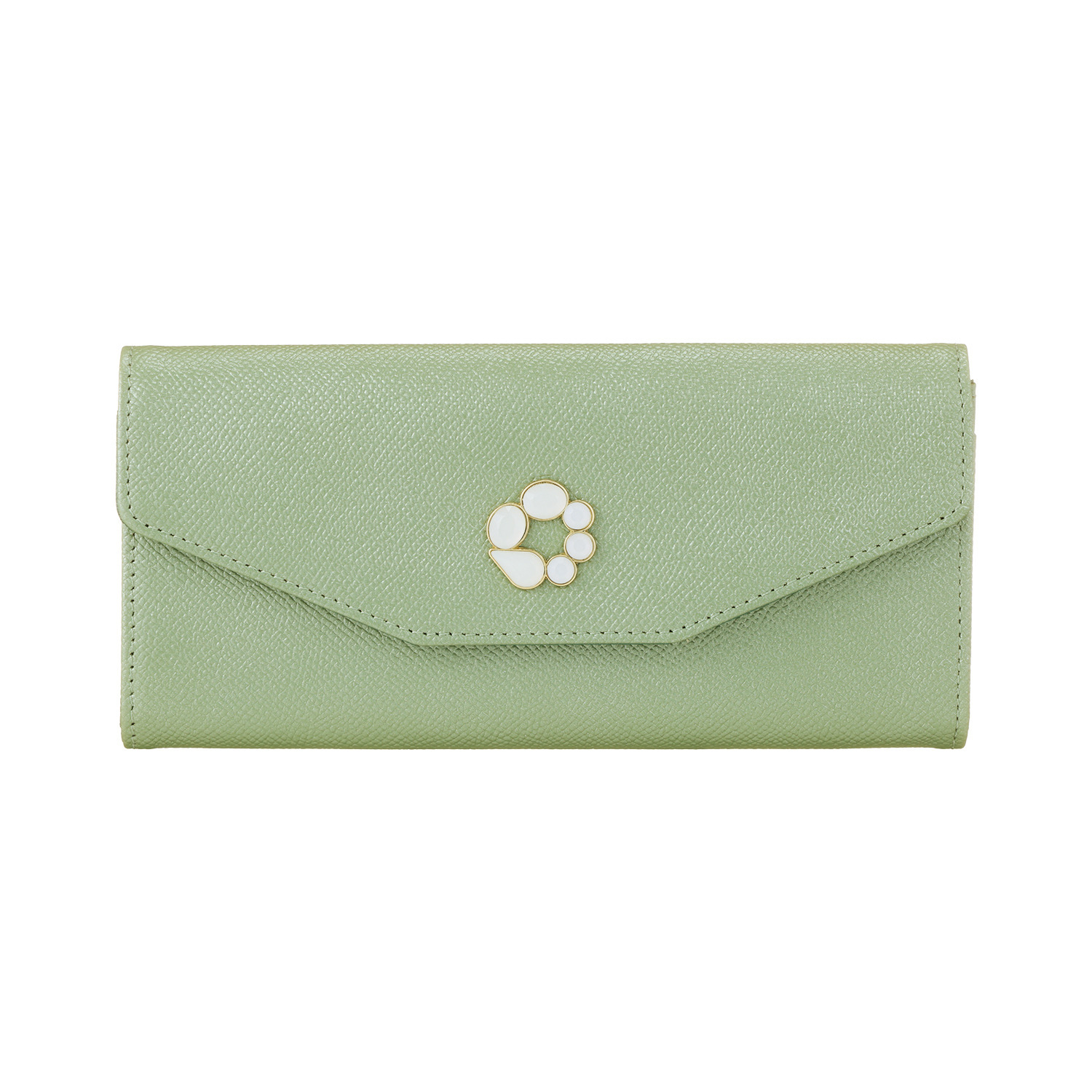 マリ・クレール ホースレザー ミスティリングブローチ付 スリムウォレット