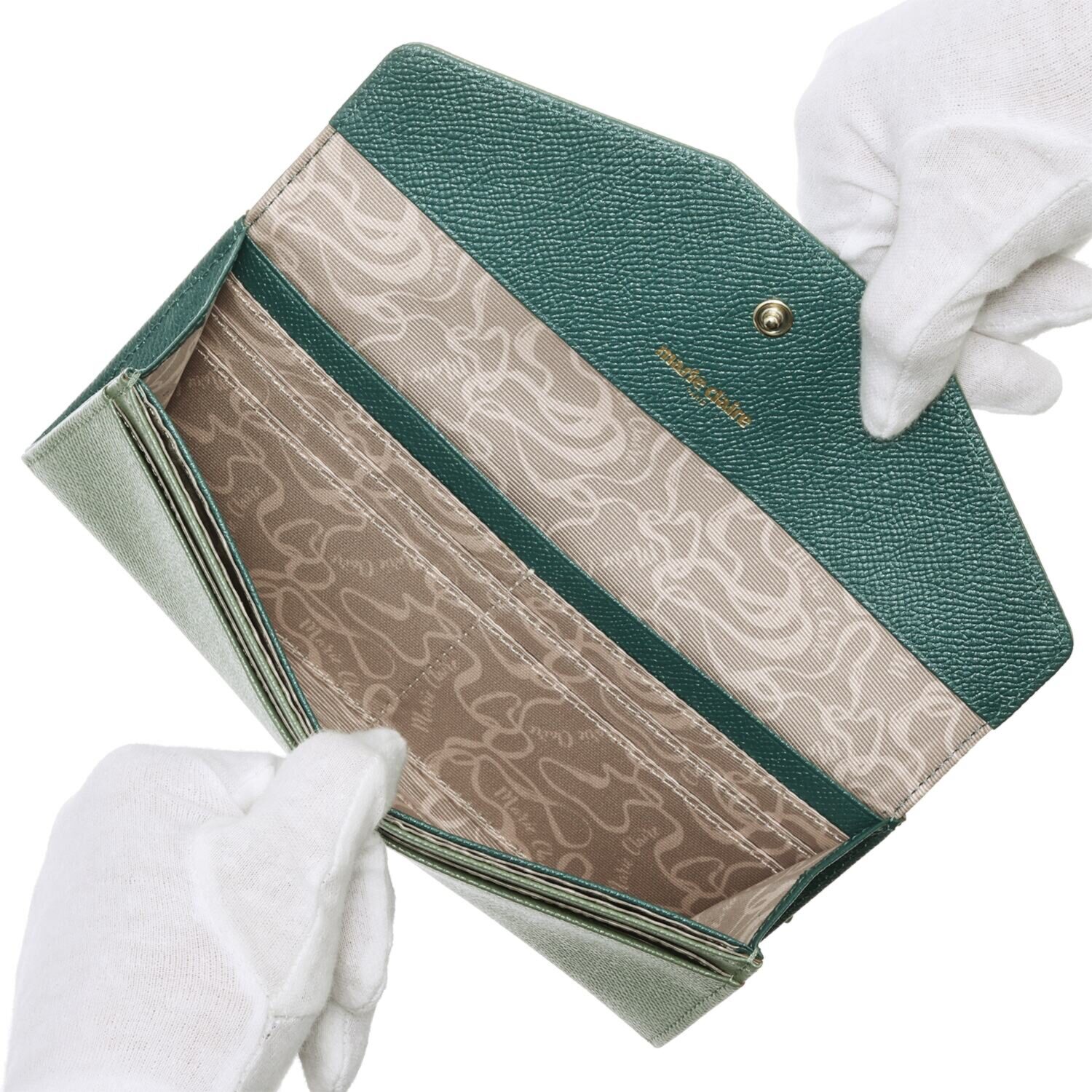 マリ・クレール ホースレザー ミスティリングブローチ付 スリムウォレット