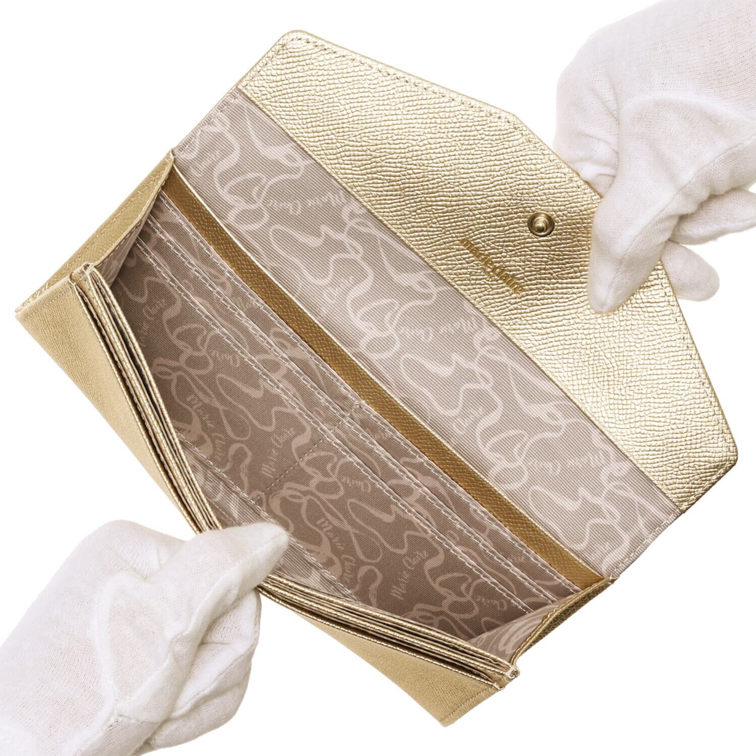 マリ・クレール ホースレザー ミスティリングブローチ付 スリムウォレット