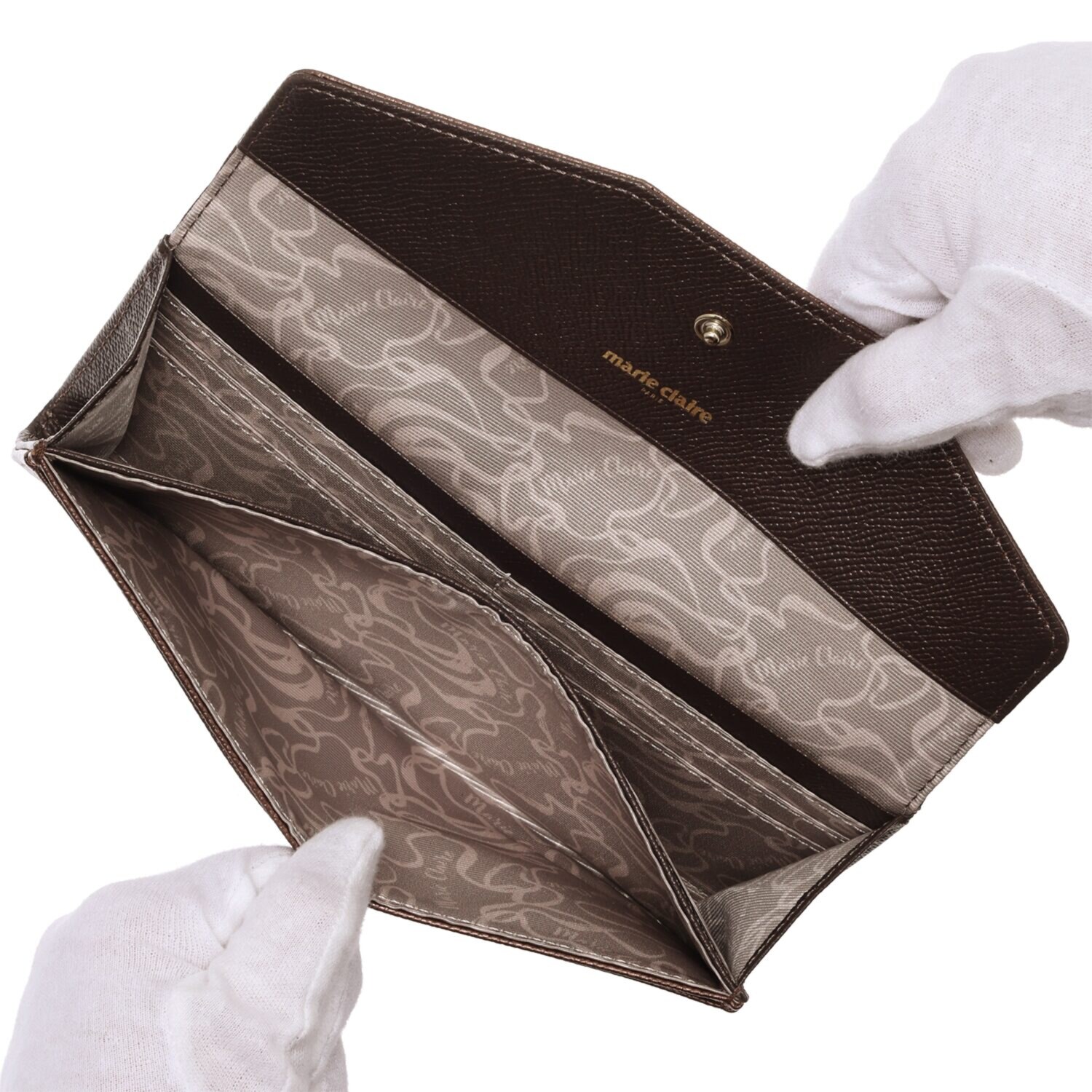 マリ・クレール ホースレザー ミスティリングブローチ付 スリムウォレット