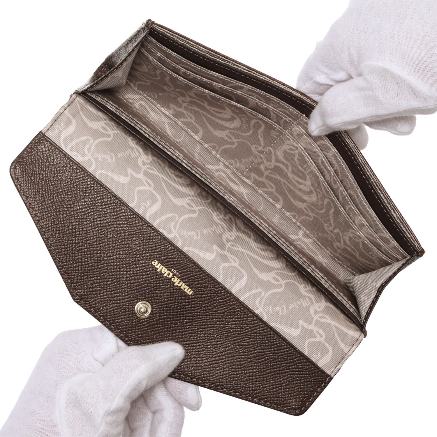 マリ・クレール ホースレザー ミスティリングブローチ付 スリムウォレット