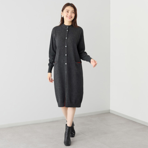 アズイズ　ビーマイセルフ　バイ　ネイチャーズ　モンゴルカシミヤ　配色使いワンピース