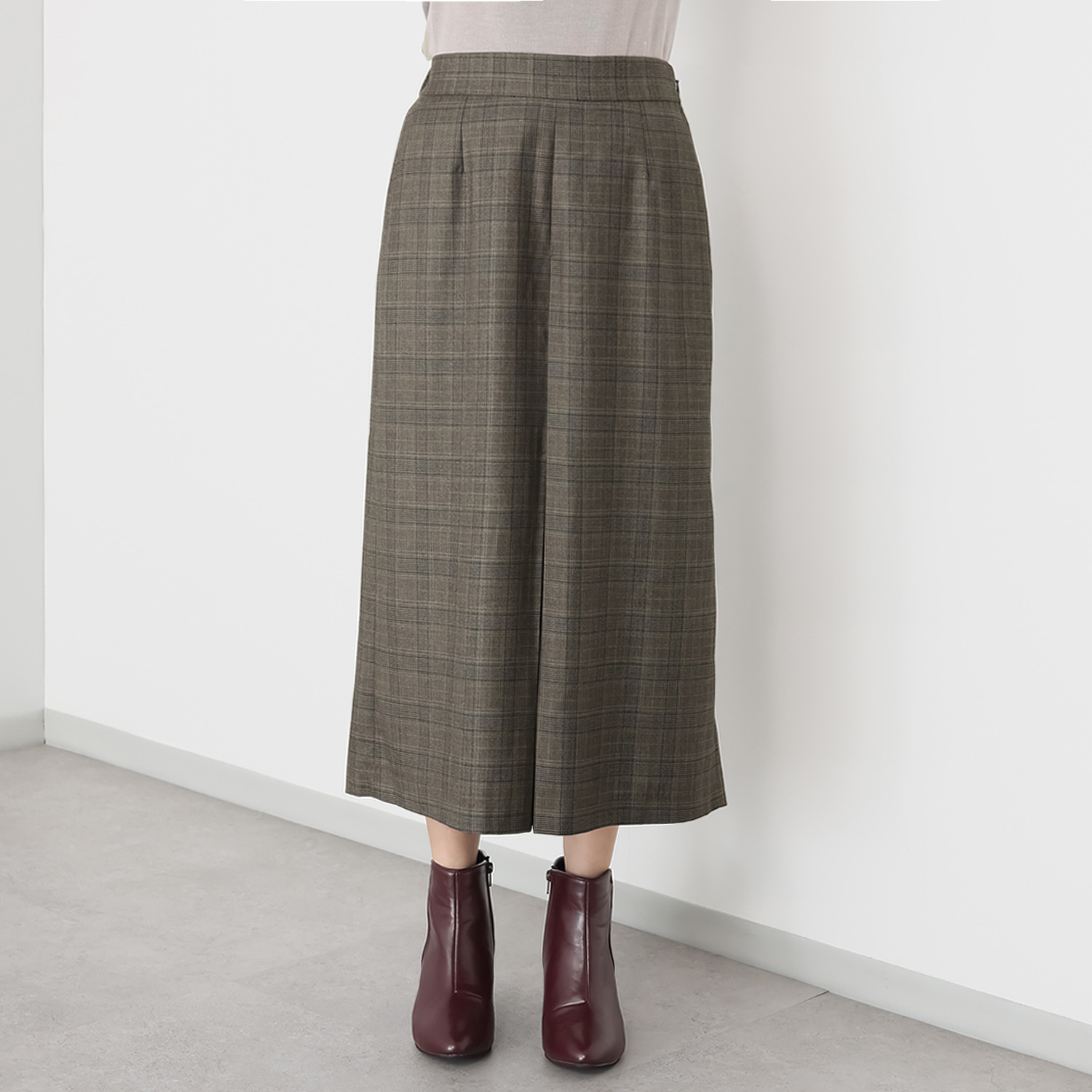 ベネディクション マシーンウォッシャブル グレンチェック柄 スカートライク キュロットパンツ