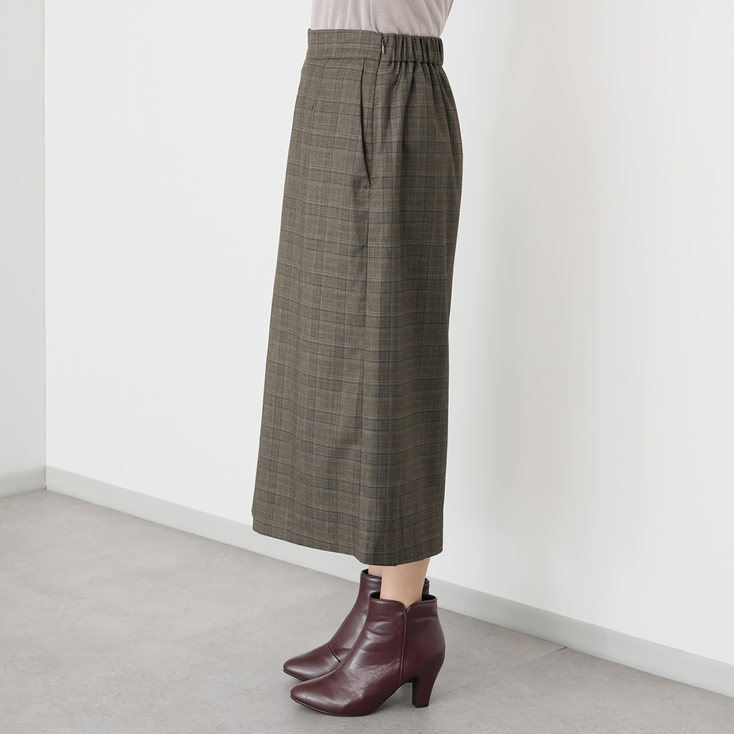 ベネディクション マシーンウォッシャブル グレンチェック柄 スカートライク キュロットパンツ