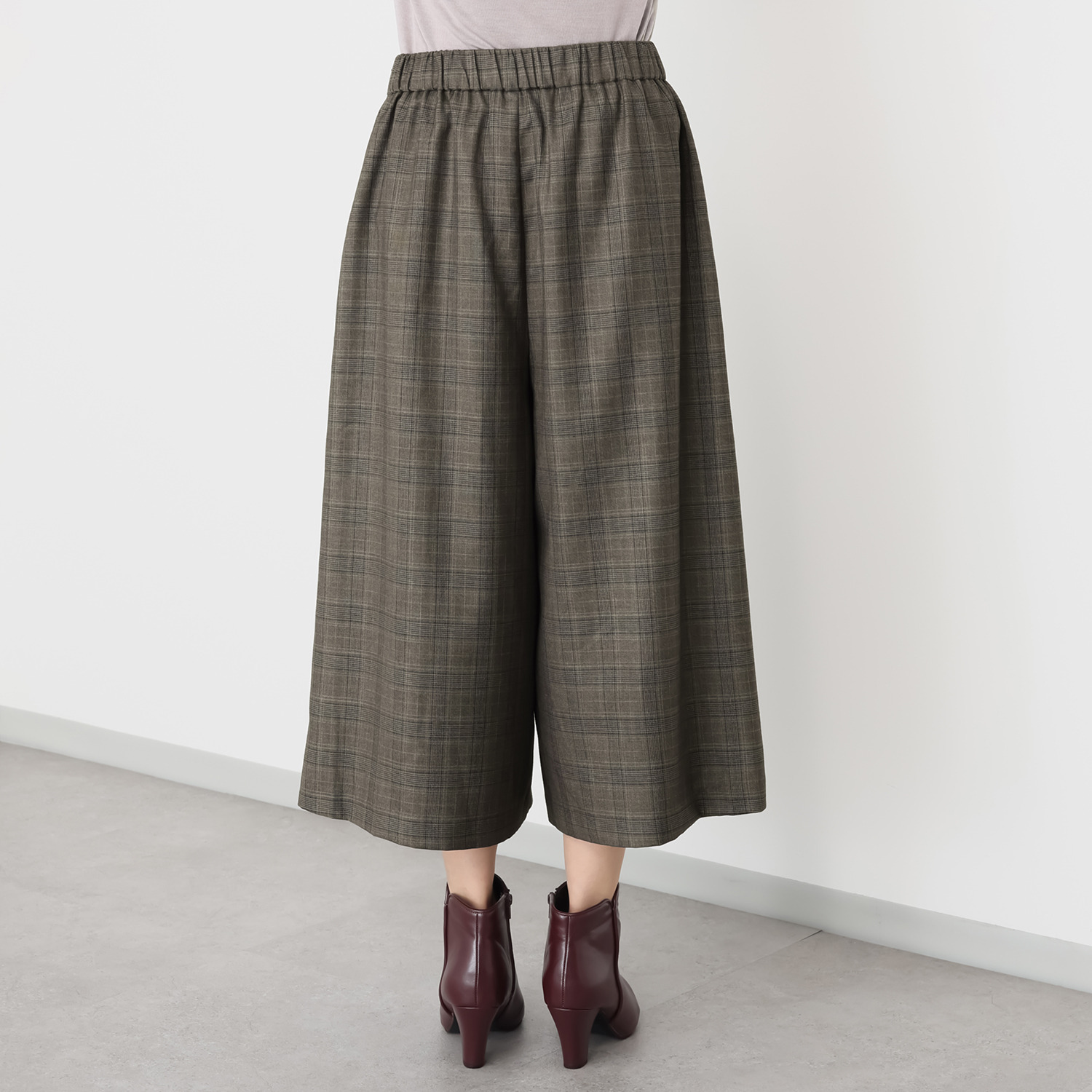 ベネディクション マシーンウォッシャブル グレンチェック柄 スカートライク キュロットパンツ