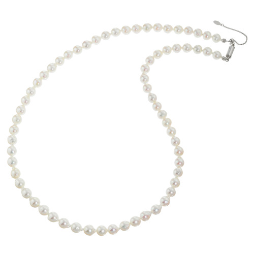 宇和海パール　シルバー　宇和島産　越物無調色アコヤパール　ロングネックレス