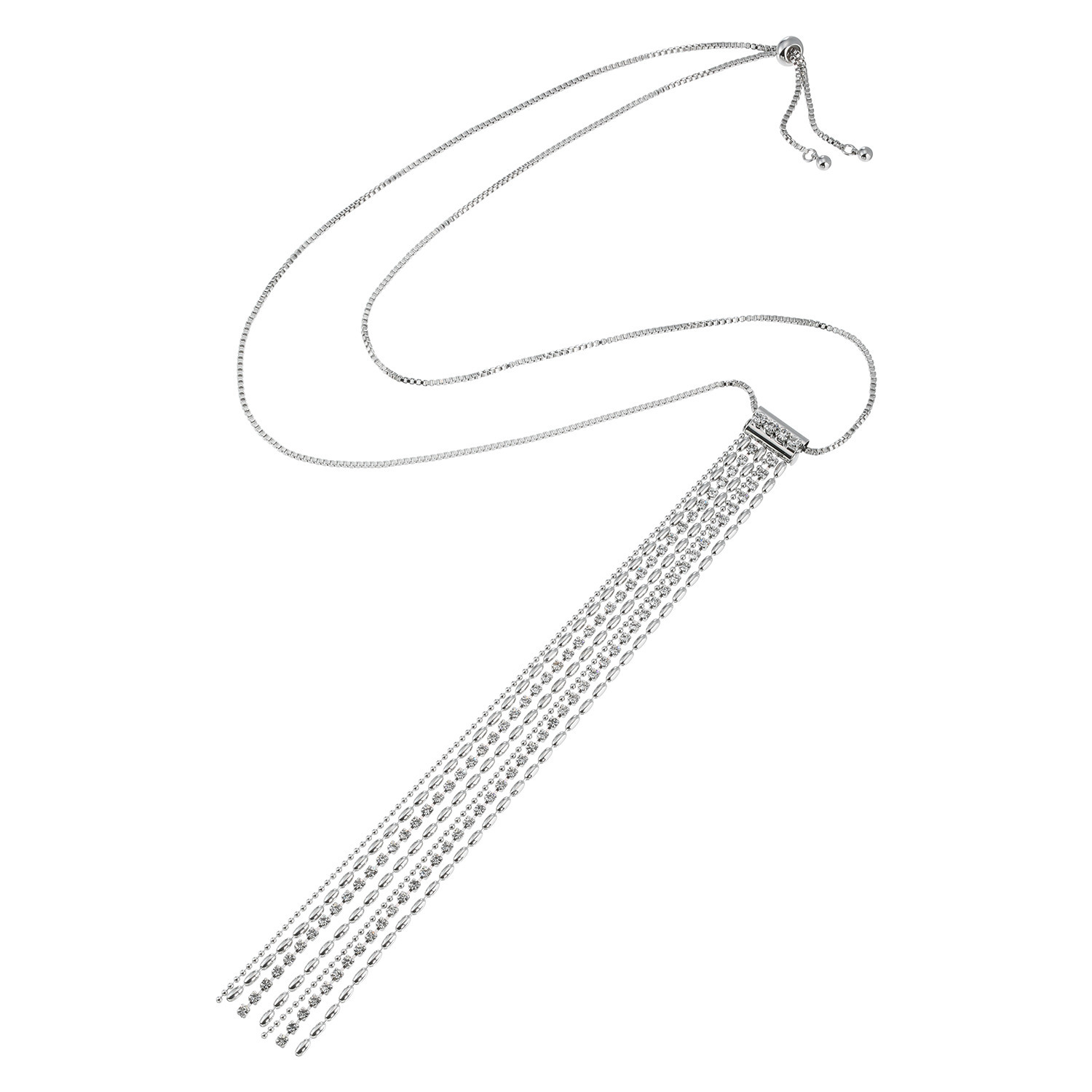 ユキコ　ハナイ プレシオサ社製 クリスタルガラス Ｙ字スライド ロングネックレス