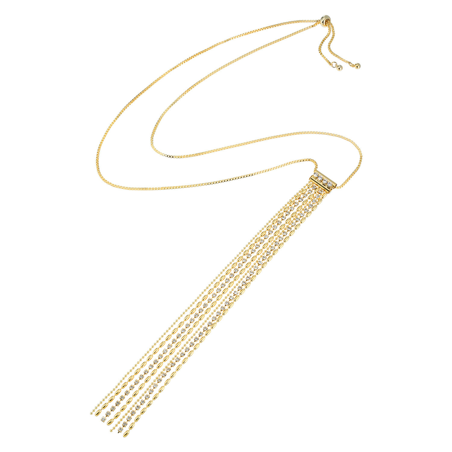 ユキコ　ハナイ プレシオサ社製 クリスタルガラス Ｙ字スライド ロングネックレス