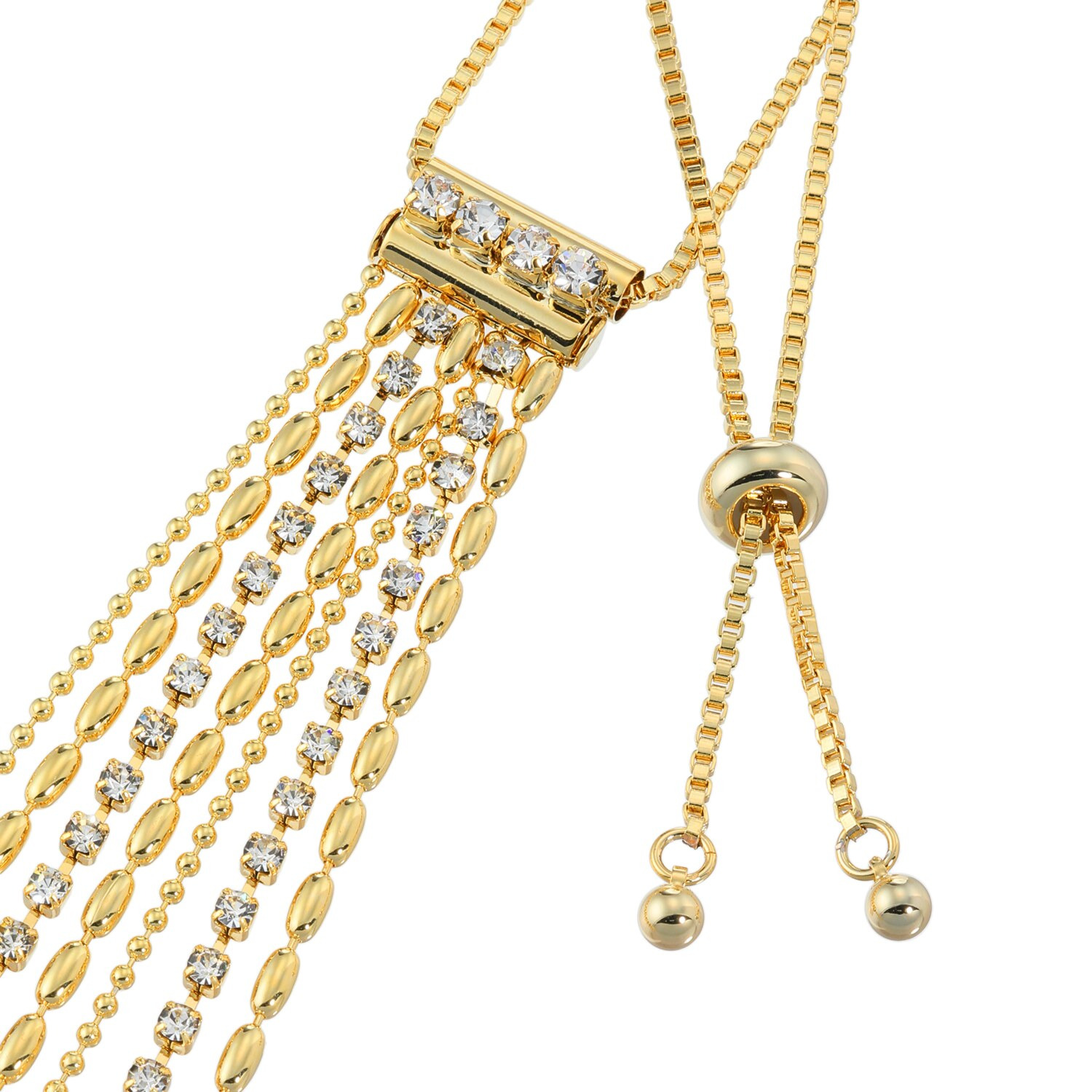 ユキコ　ハナイ プレシオサ社製 クリスタルガラス Ｙ字スライド ロングネックレス