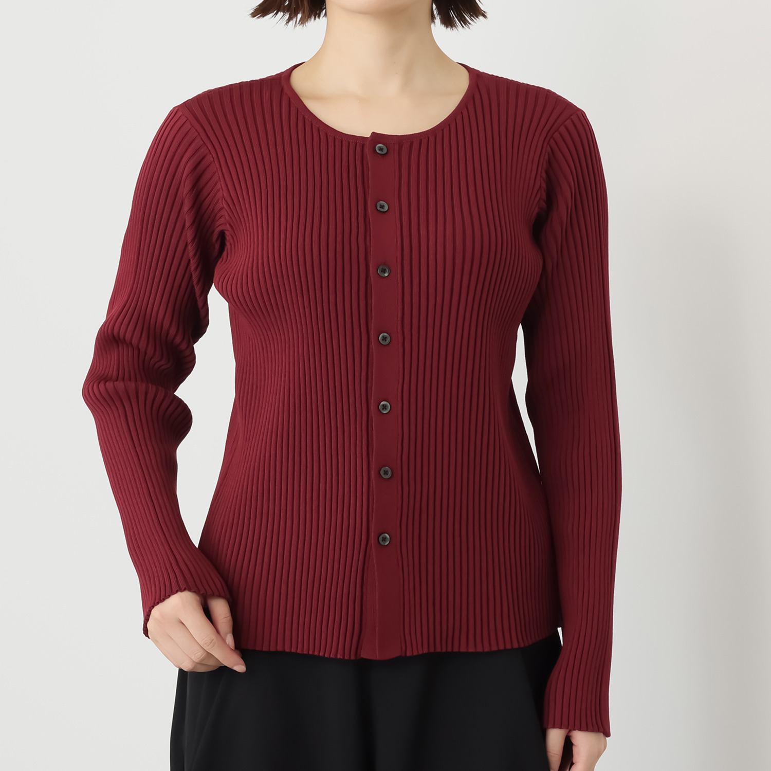 コモエリークローゼット フェイクレイヤード 配色ニットプルオーバー