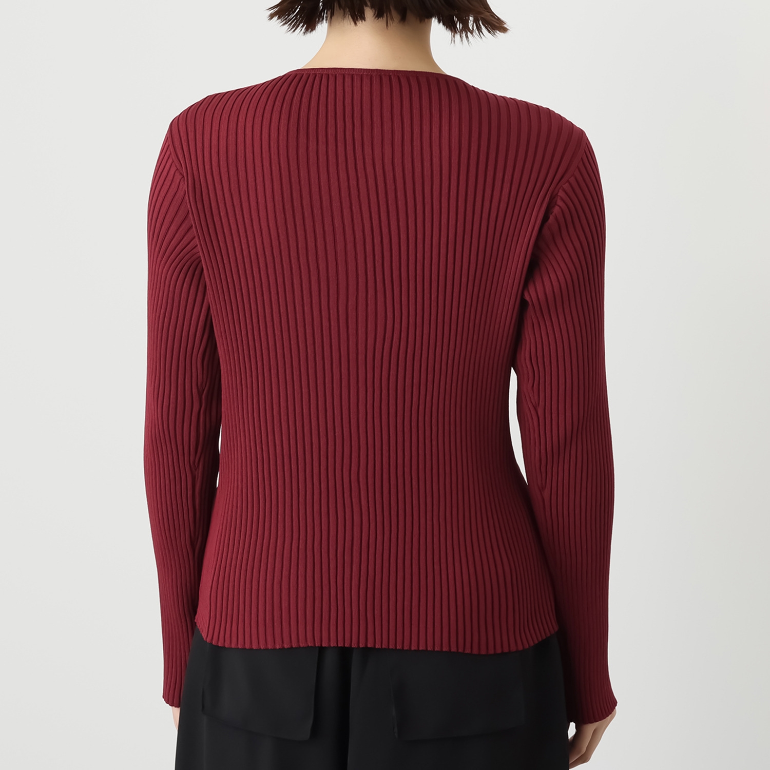 コモエリークローゼット フェイクレイヤード 配色ニットプルオーバー