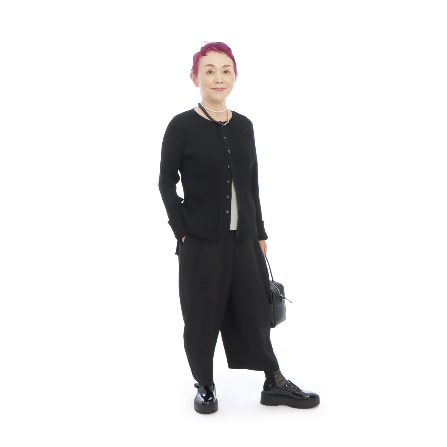 コモエリークローゼット フェイクレイヤード 配色ニットプルオーバー