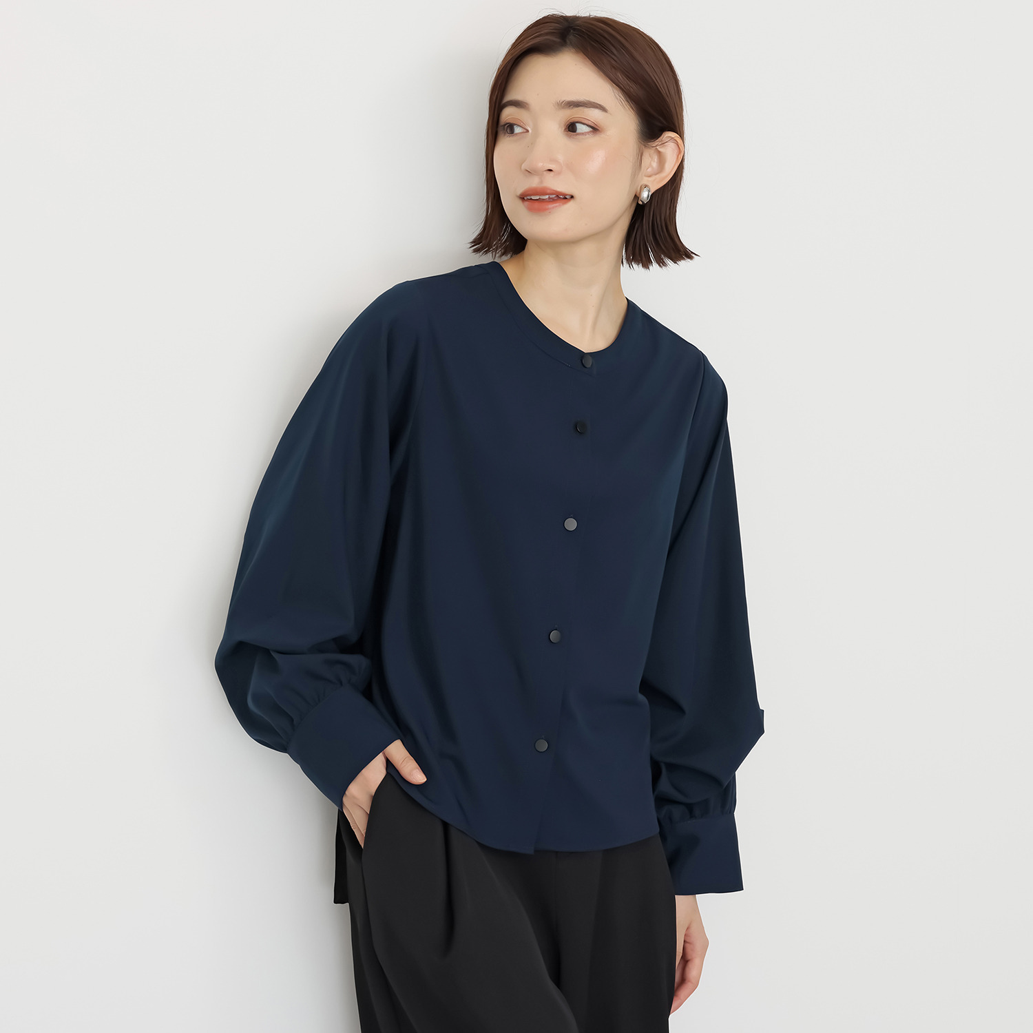 コモエリークローゼット タックで遊ぶ ボリュームスリーブ ２ウェイブラウス