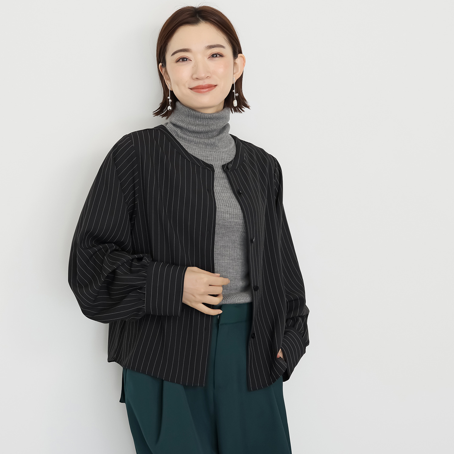 コモエリークローゼット タックで遊ぶ ボリュームスリーブ ２ウェイブラウス