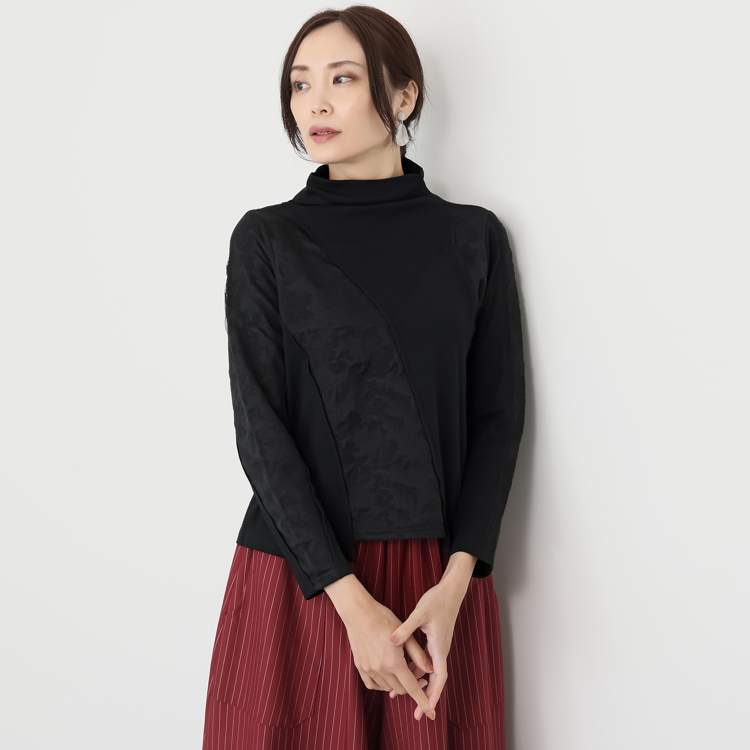 プラスエム 異素材切替 プルオーバー