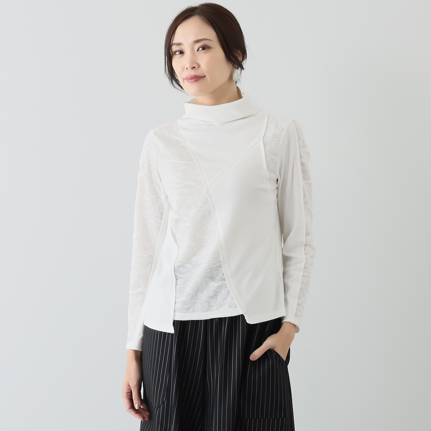 プラスエム 異素材切替 プルオーバー