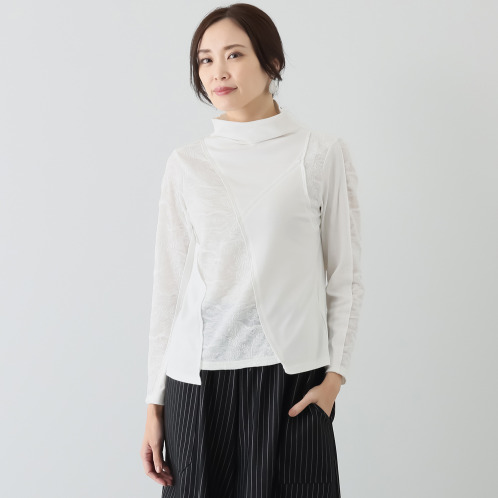 プラスエム　異素材切替　プルオーバー