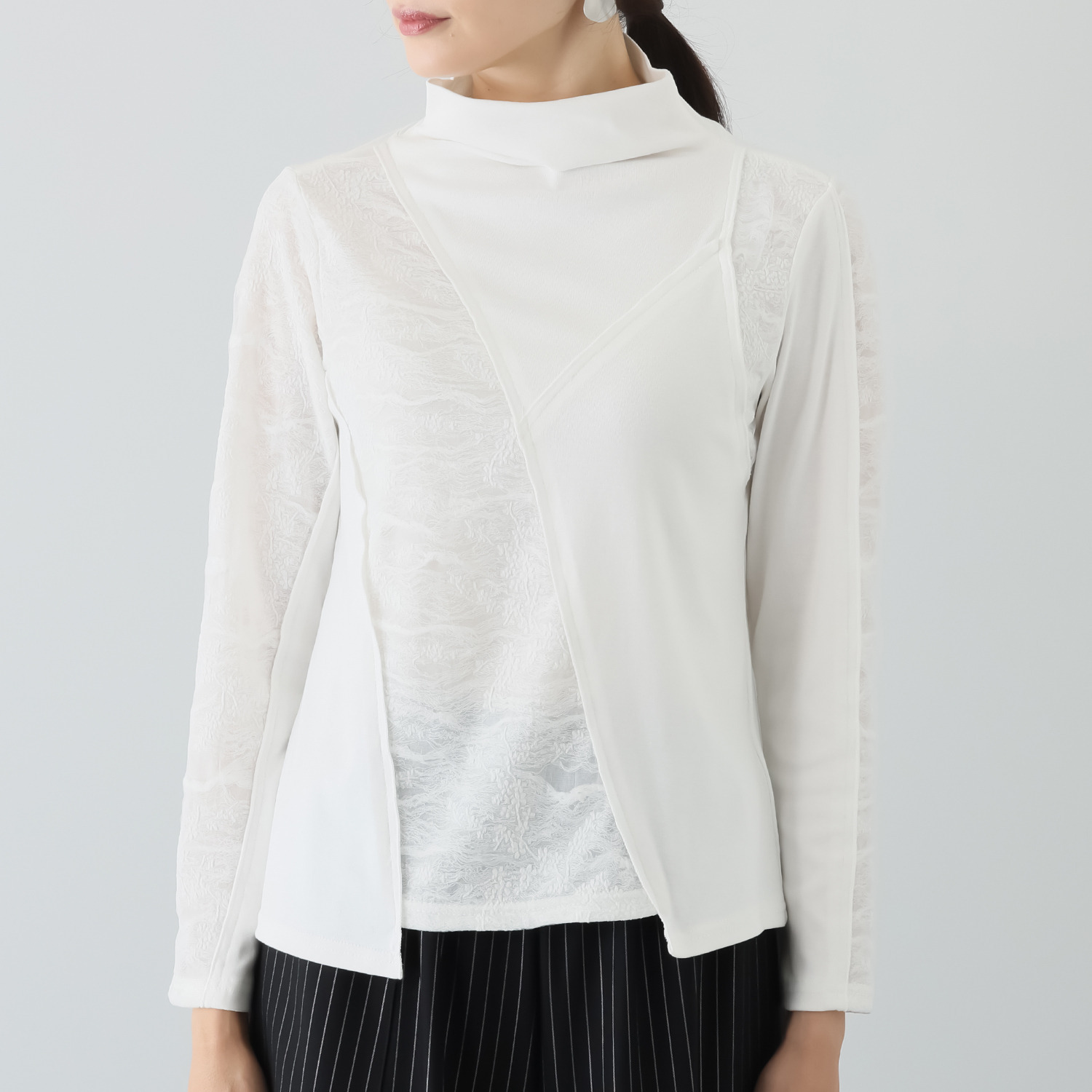 プラスエム 異素材切替 プルオーバー