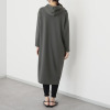 プラスエム 異素材組み合わせ フーディーワンピース