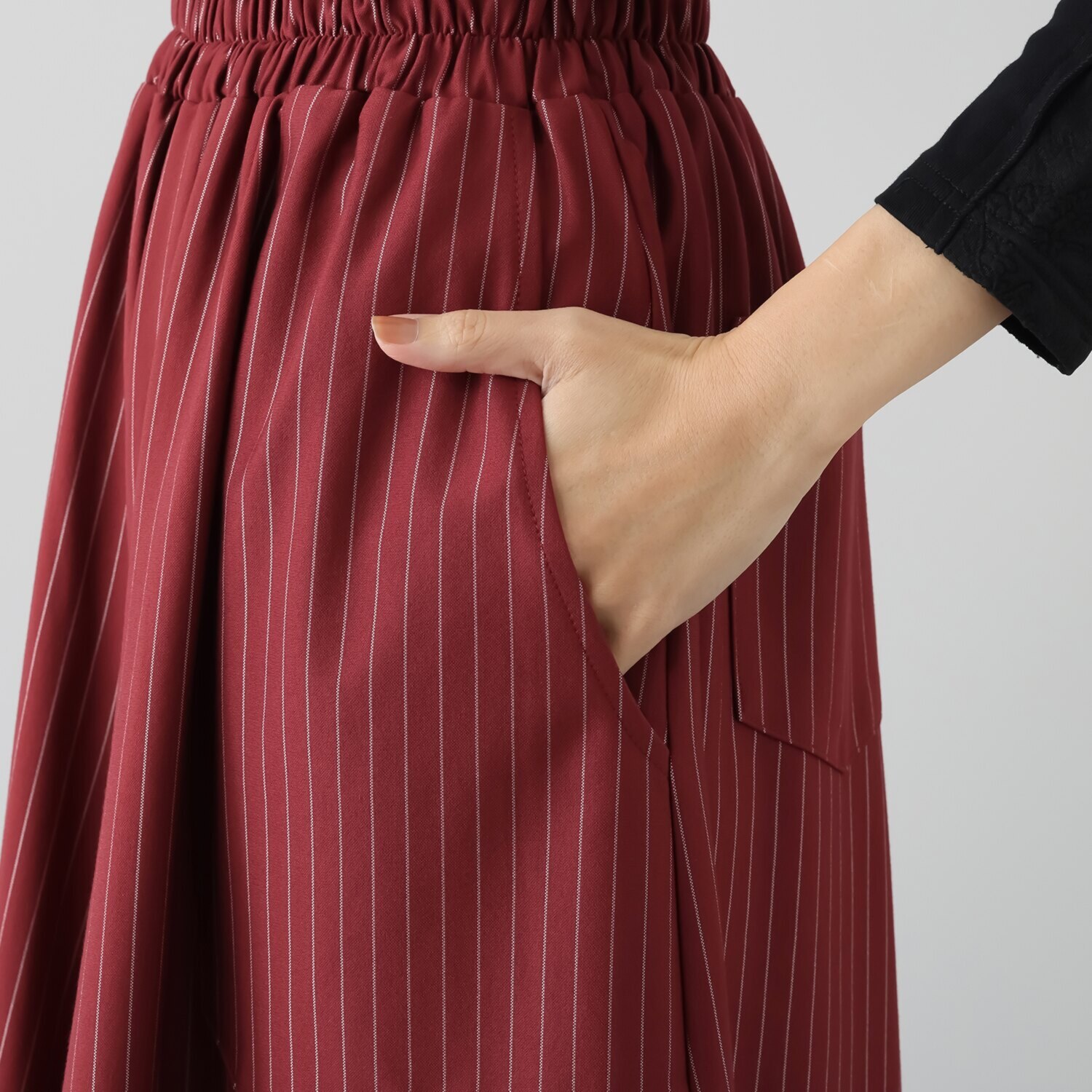 プラスエム ストライプ柄 ワイドパンツ