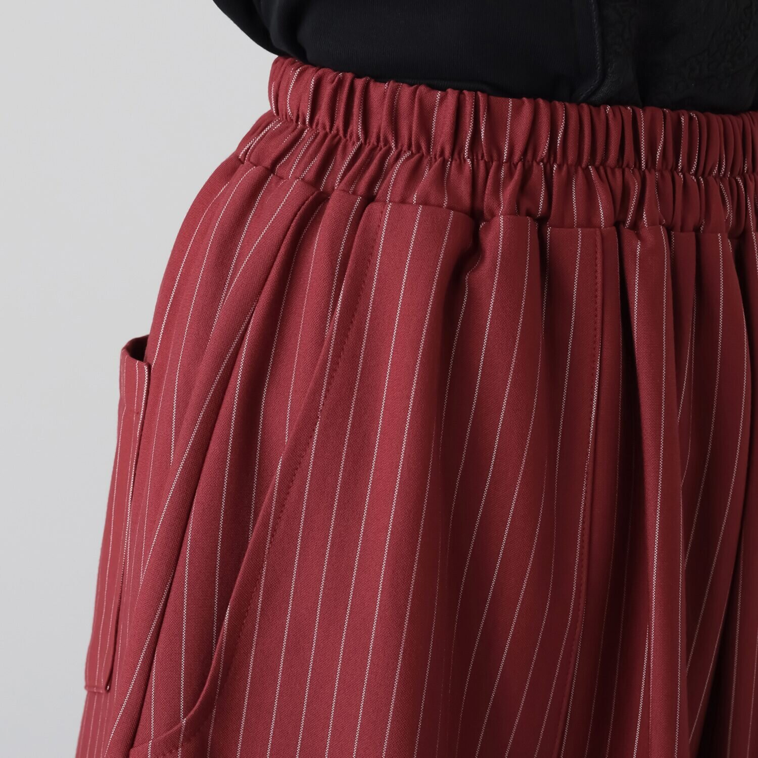 プラスエム ストライプ柄 ワイドパンツ