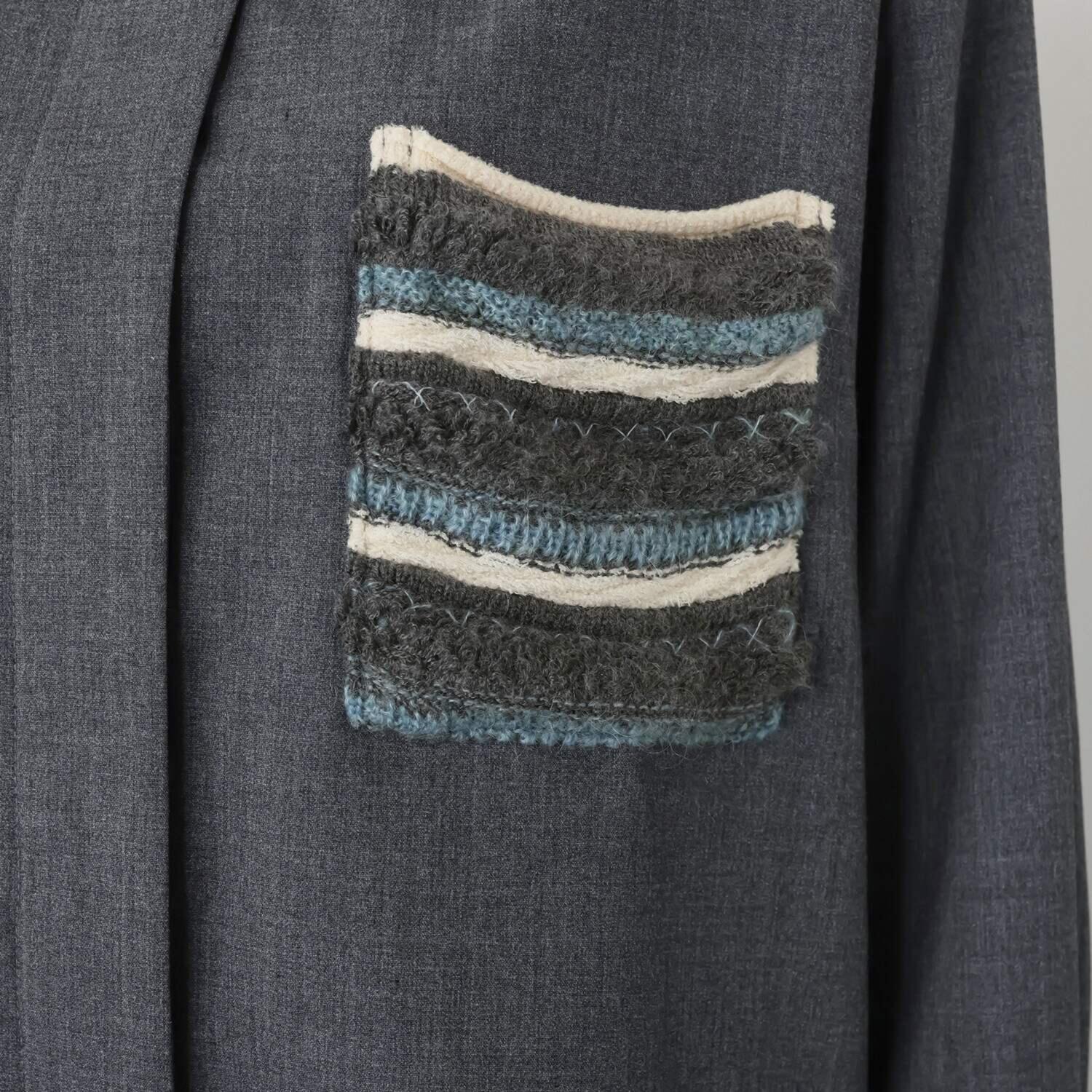 プラスエム ニットドッキング デザインシャツ