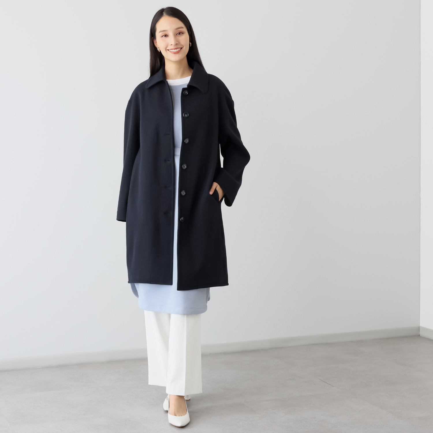 クーラム ウールレット ステンカラーコート