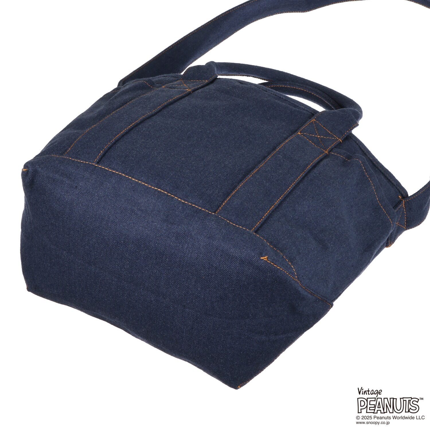 ルートート ピーナッツ コミック誕生７５周年限定 スヌーピー刺しゅう デニム風 ２ウェイトートバッグ