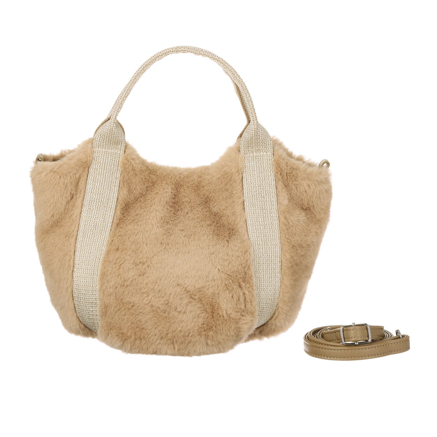 クーコ エコファー ラメテープアクセント ２ウェイトートバッグ