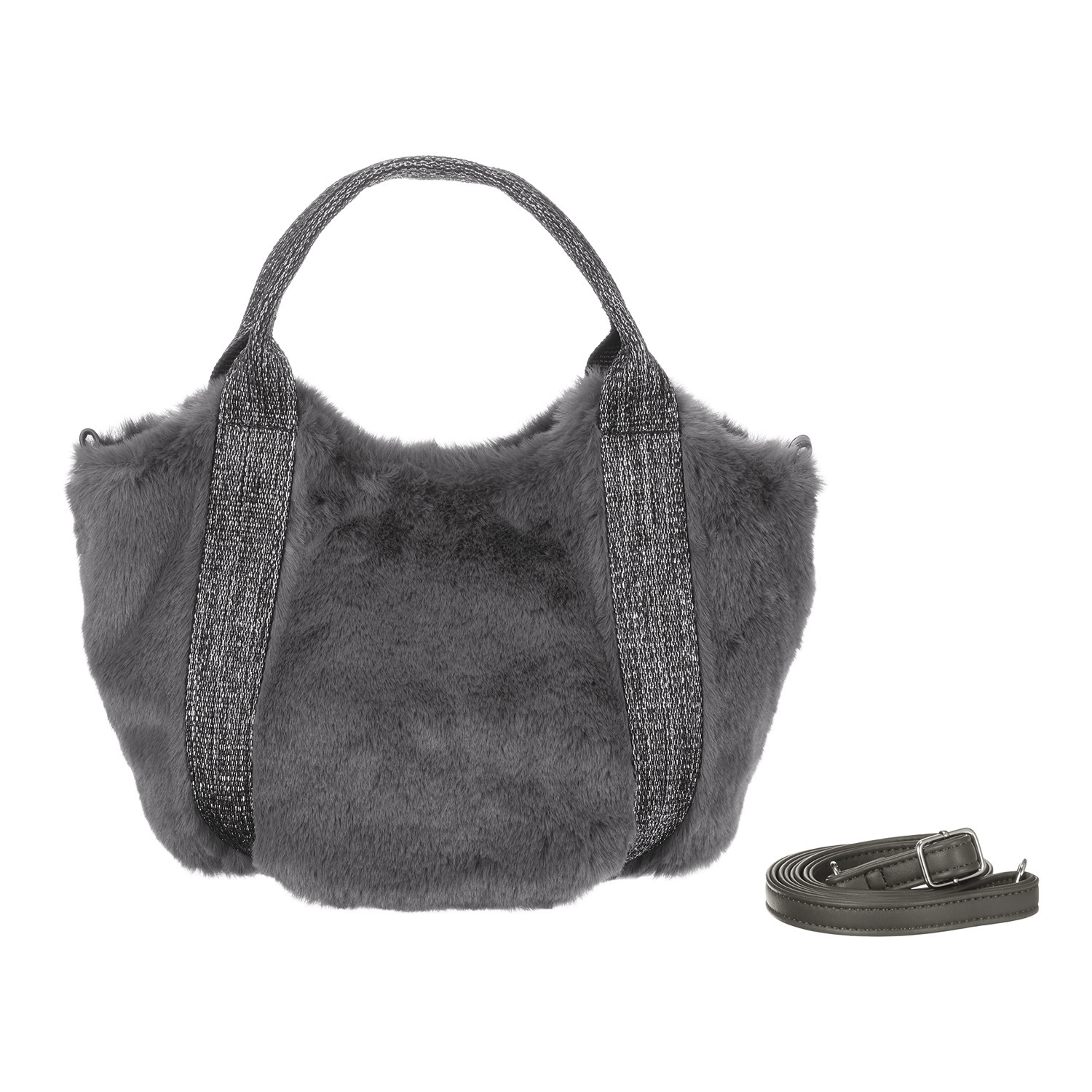 クーコ エコファー ラメテープアクセント ２ウェイトートバッグ