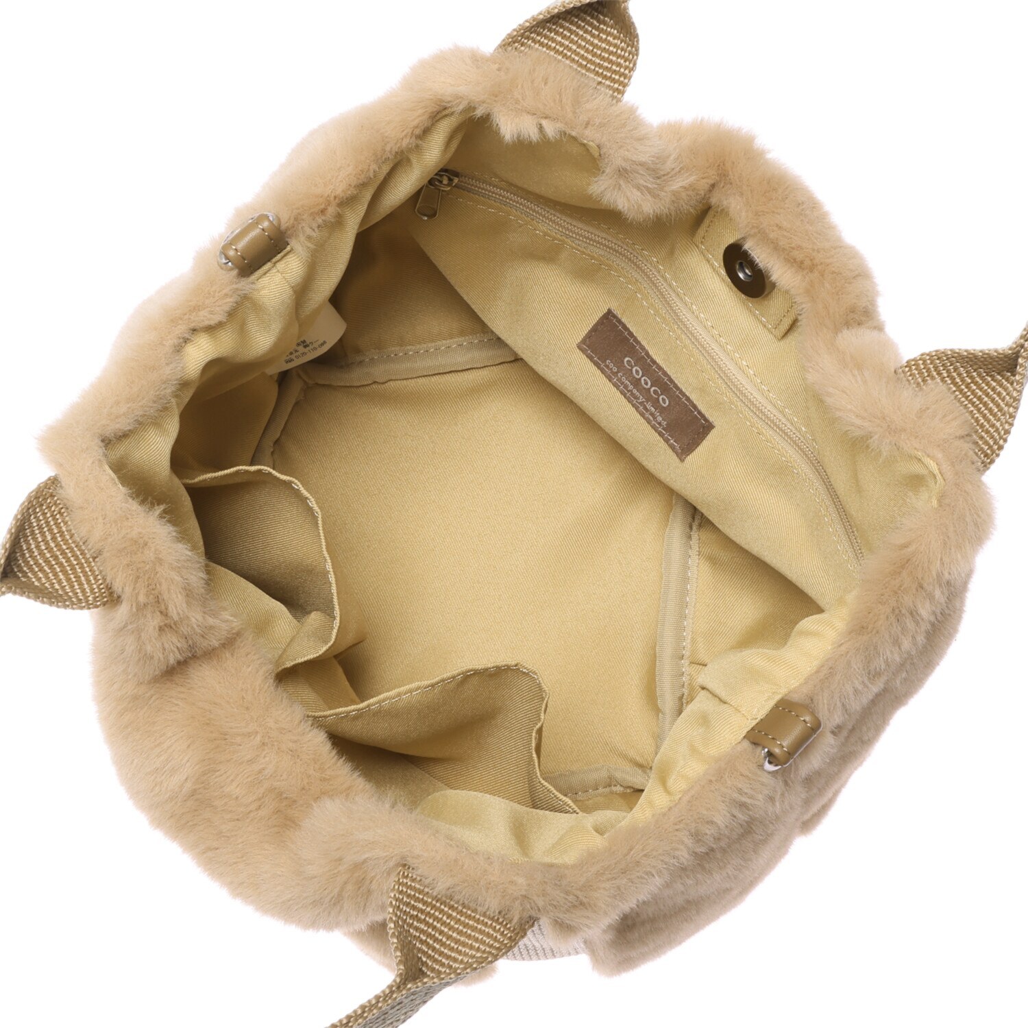 クーコ エコファー ラメテープアクセント ２ウェイトートバッグ