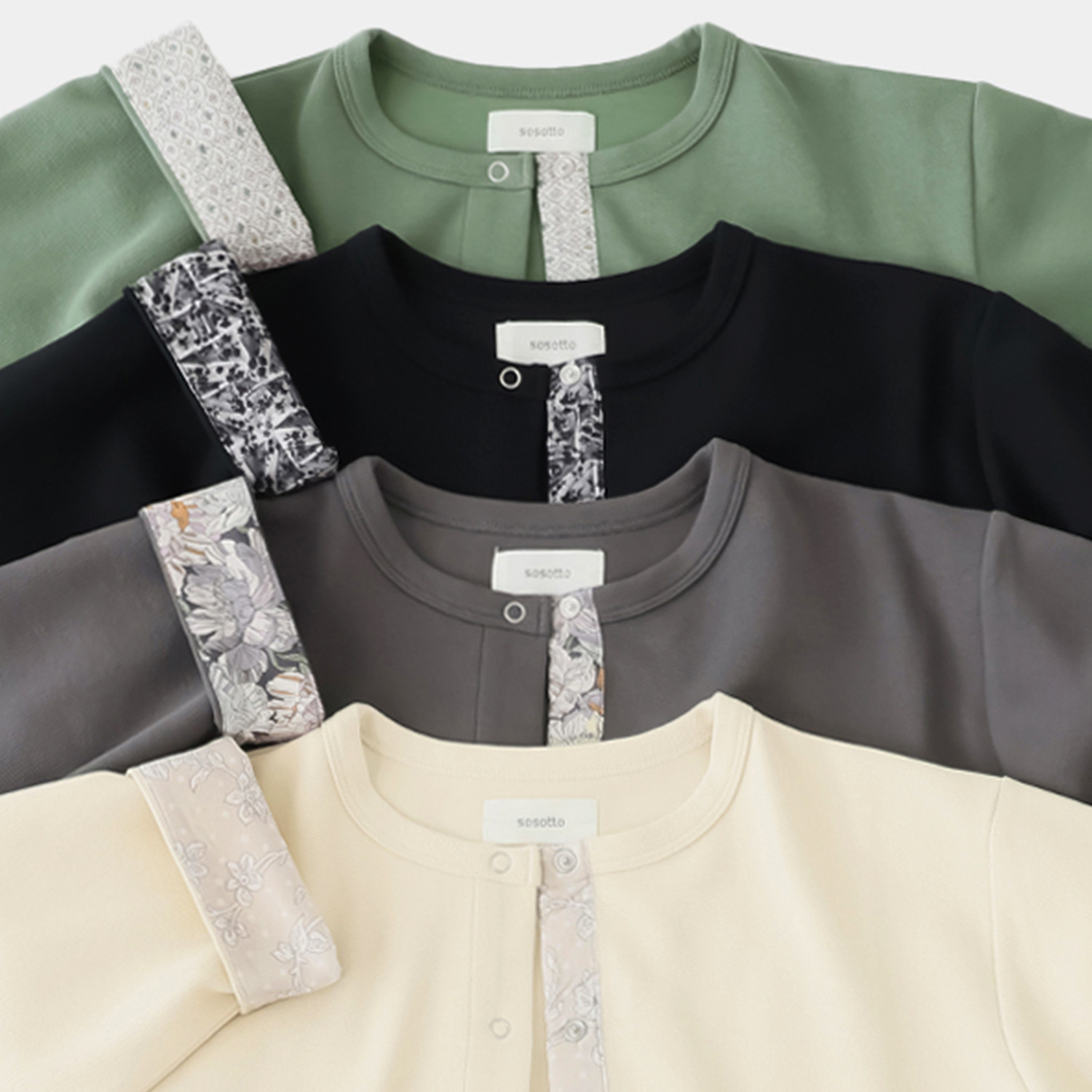 ソソット カノコポンチ リバティプリント使い カーディガン