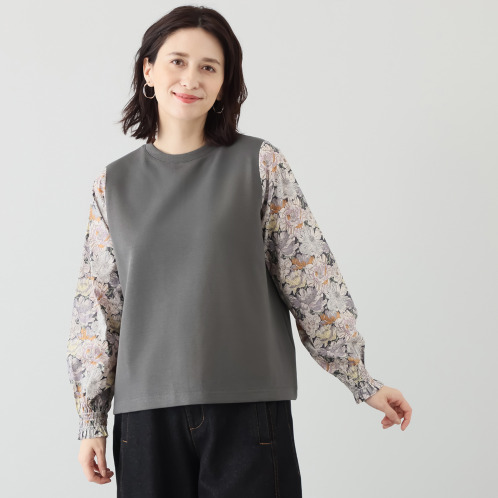 ソソット カノコポンチ リバティプリント袖 プルオーバー ソソット カノコポンチ リバティプリント袖 プルオーバー