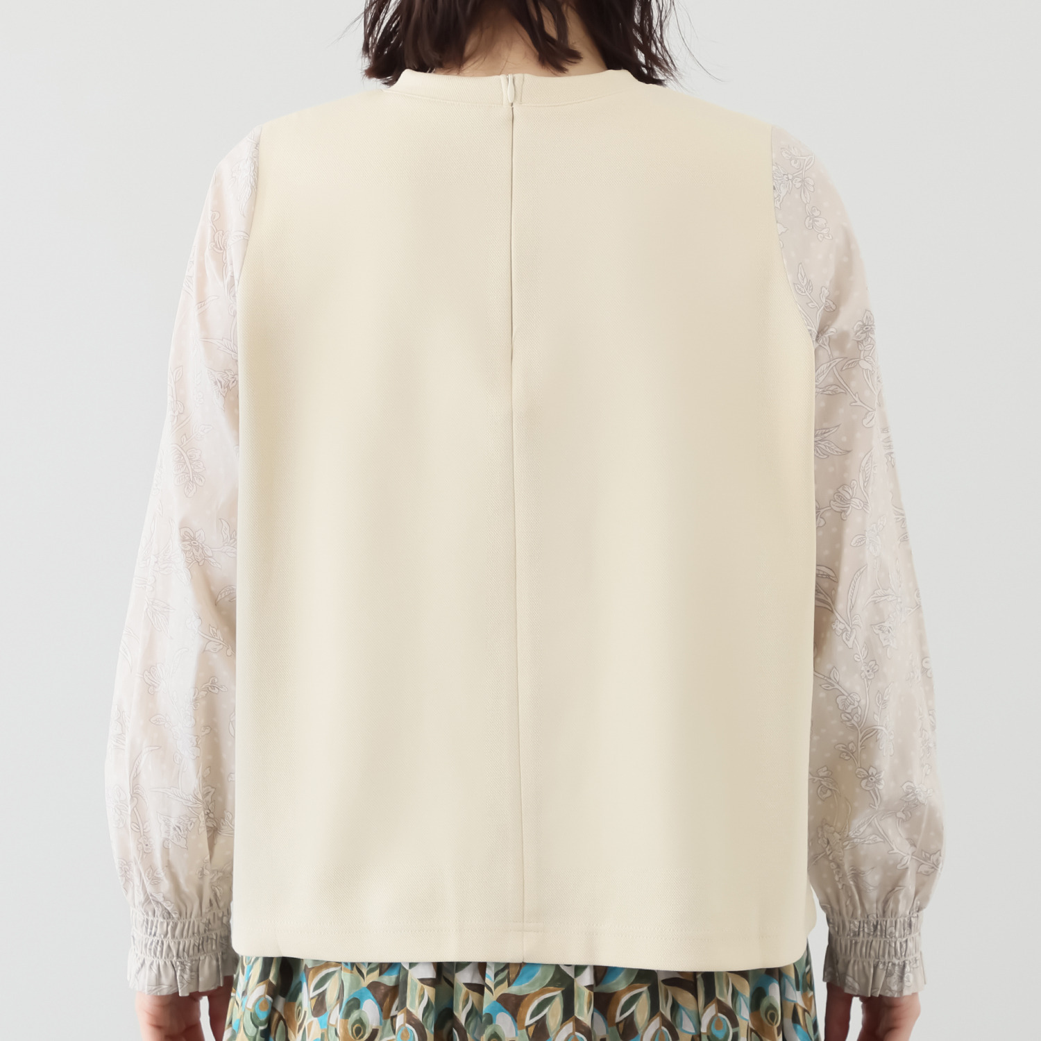 ソソット カノコポンチ リバティプリント袖 プルオーバー